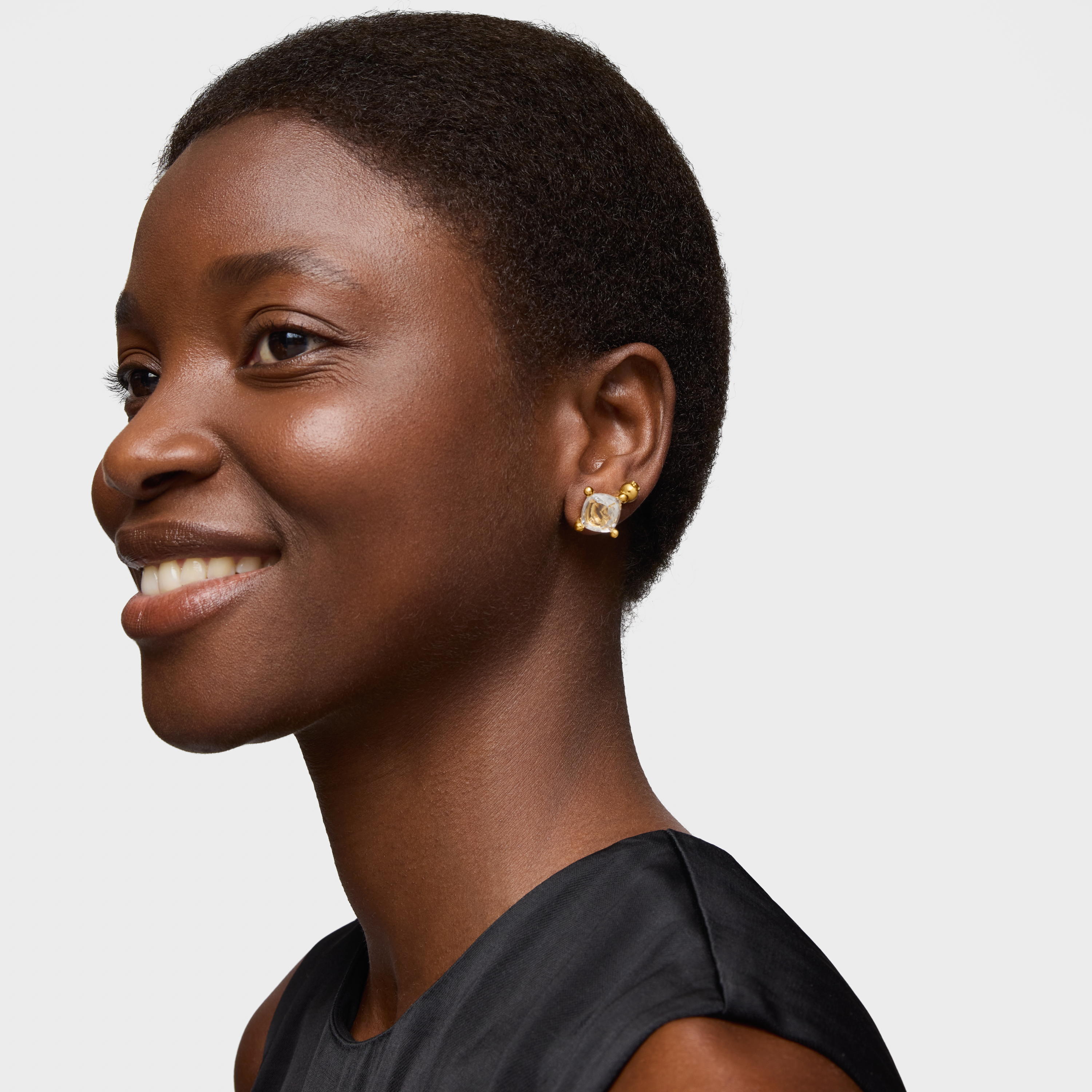 18K gold vermeil and rock crystal quartz Earrings Color White