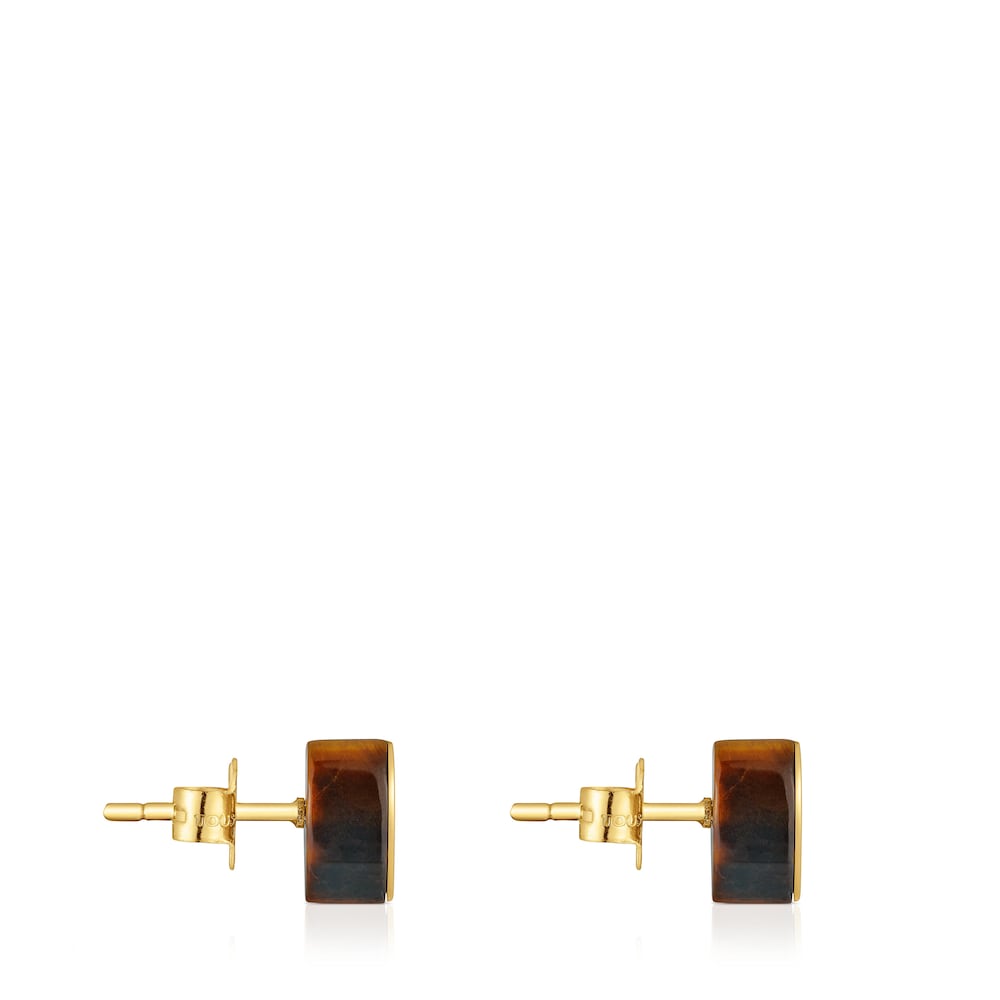 Pendientes corazón de oro y ojo de tigre TOUS 1950 image number 1
