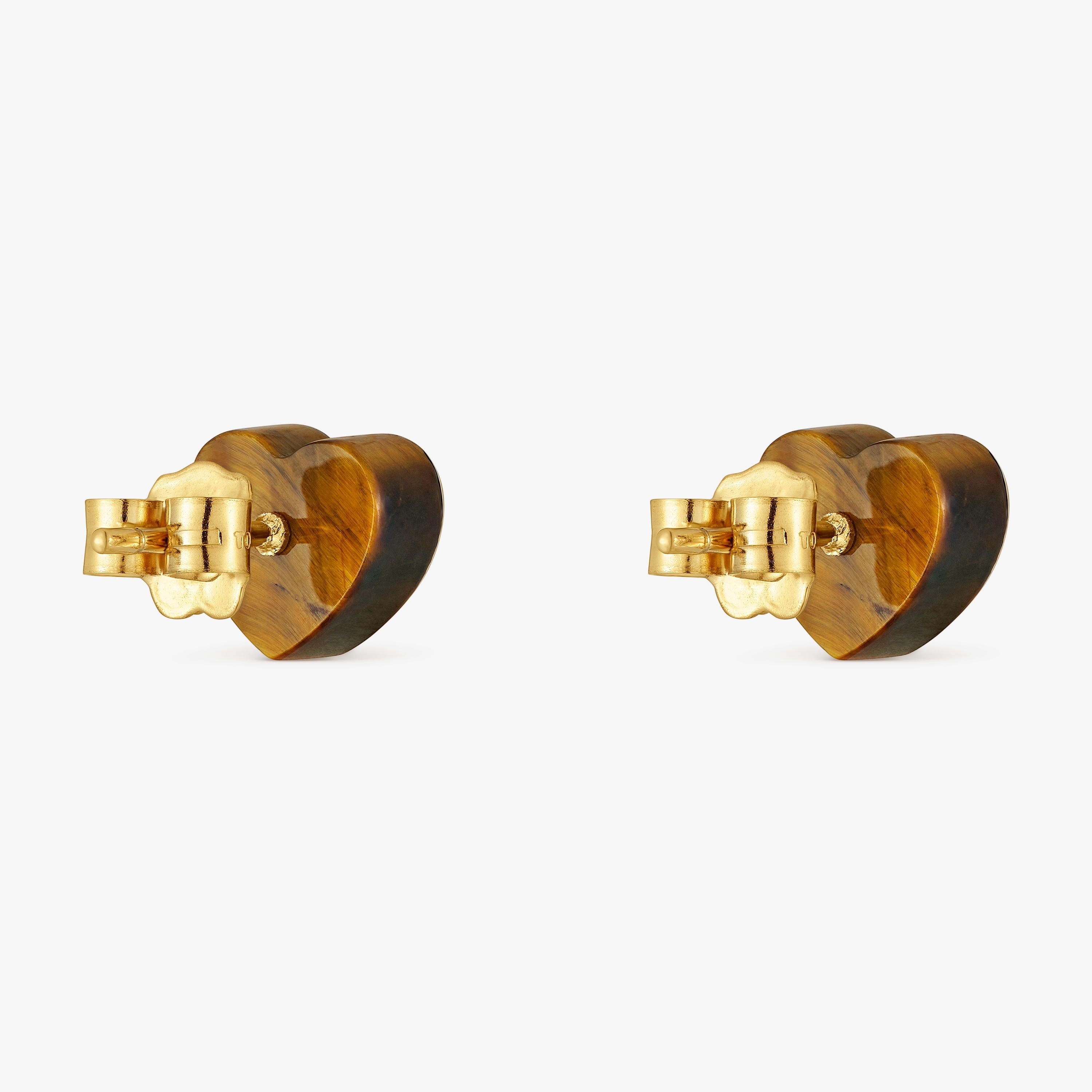 18K solid gold heart Earrings with tiger’s eye TOUS 1950