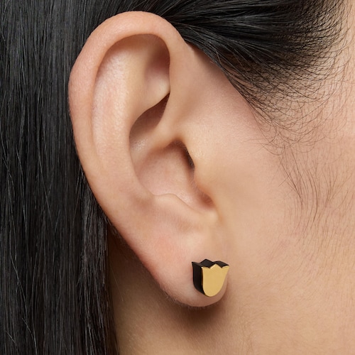 Gold tulip Earrings with onyx TOUS 1950