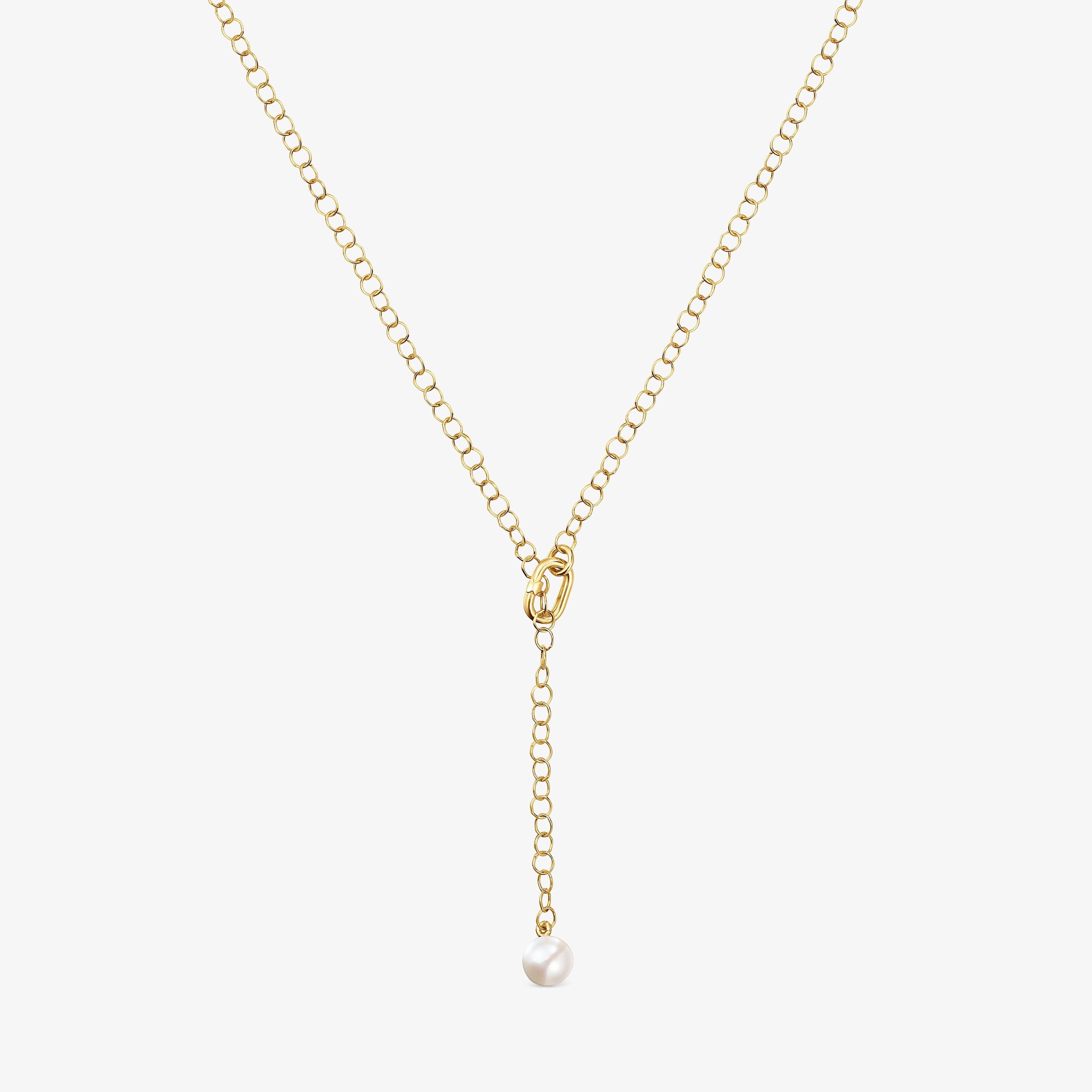 Hold Oval short 18K solid gold Necklace with cultured pearl