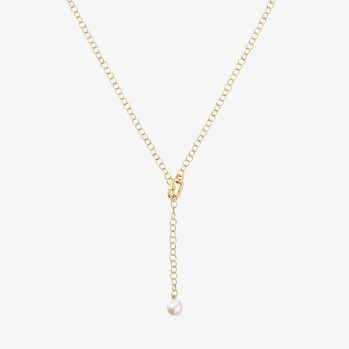 Collar corto de oro y perla cultivada Hold Oval