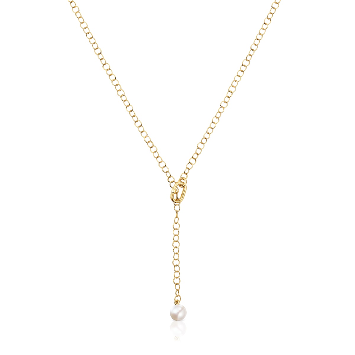 Hold Oval short gold Necklace with cultured pearl