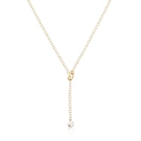 Hold Oval short gold Necklace with cultured pearl