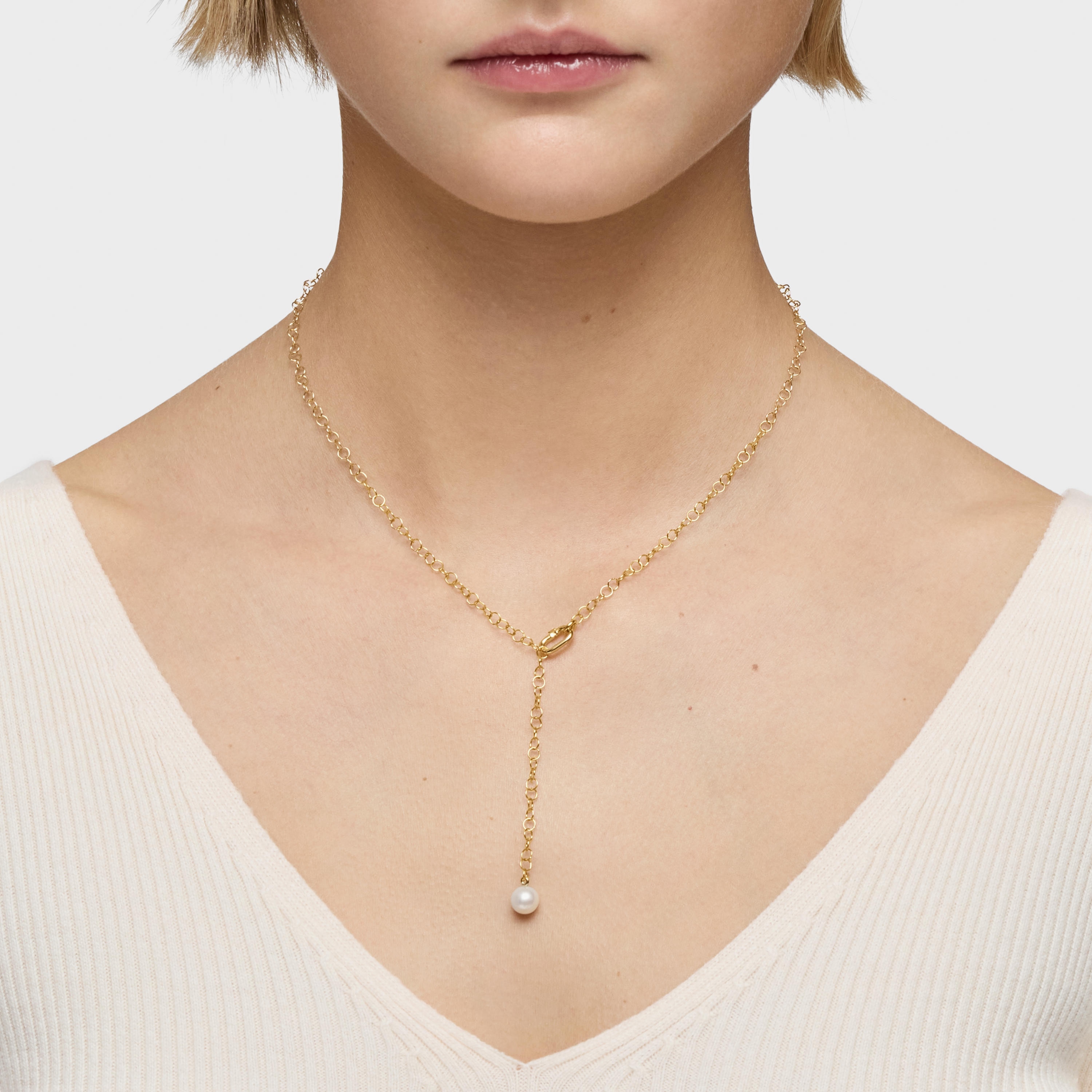 Collar corto de oro y perla cultivada Hold Oval