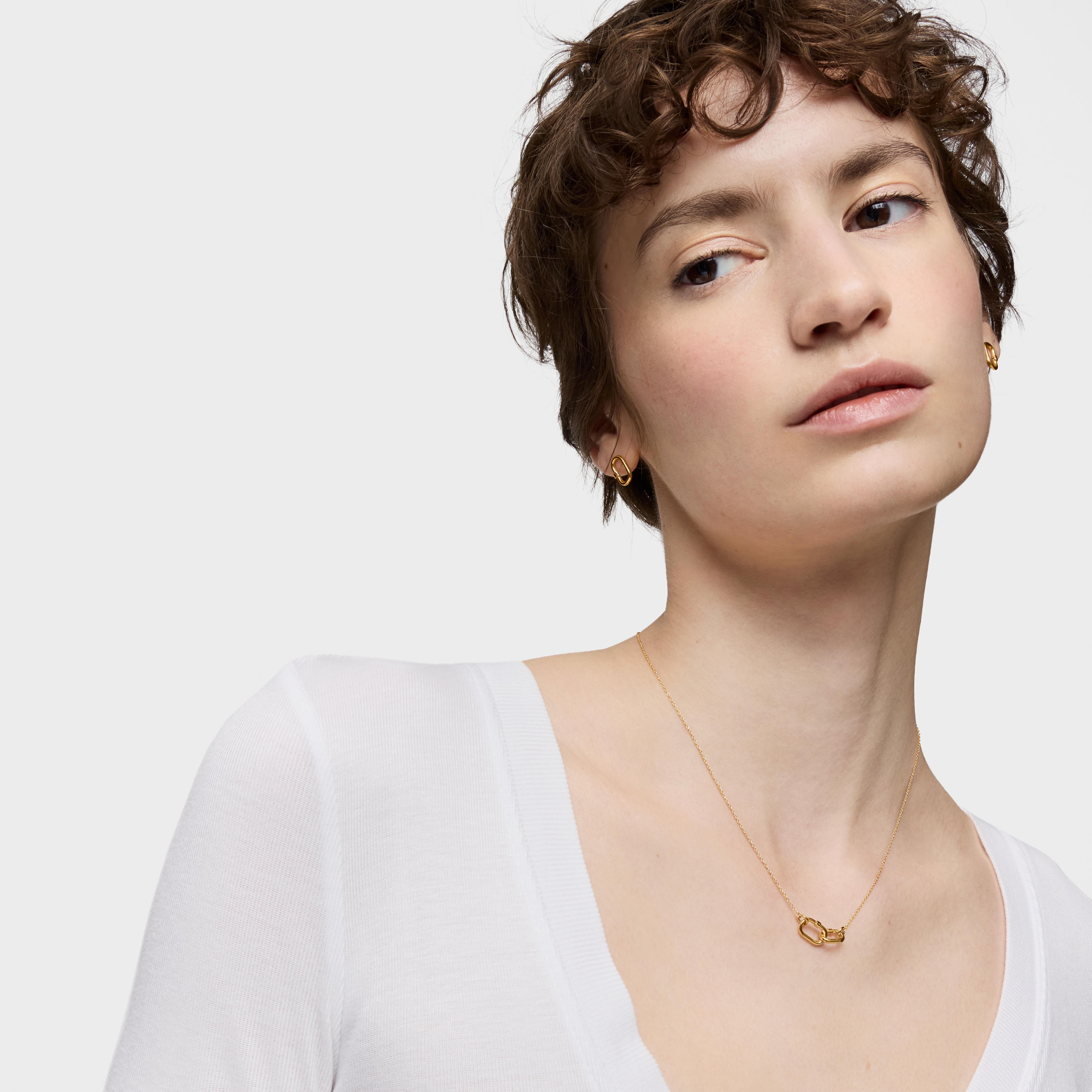 Hold Oval 18K solid gold double Choker