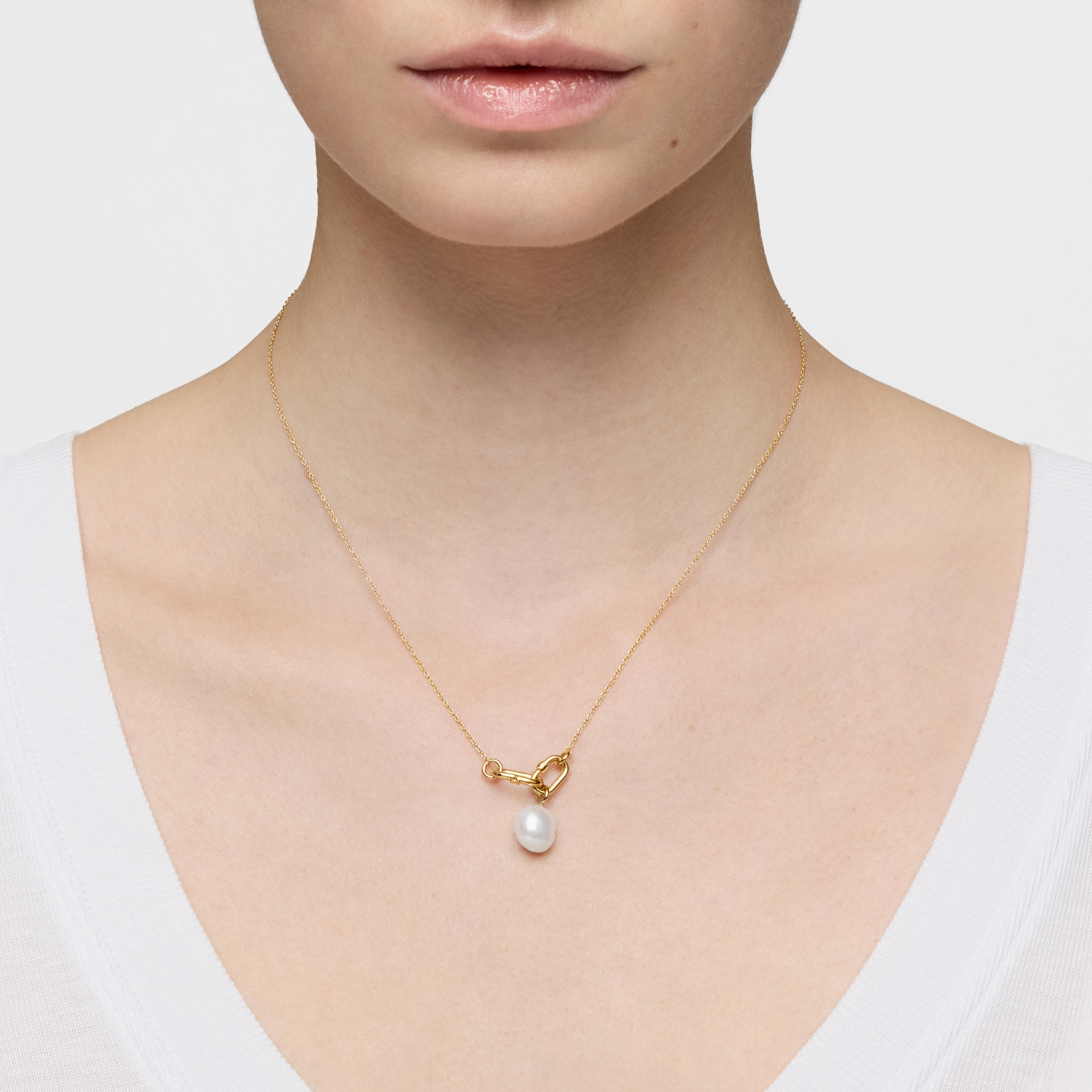 Gargantilla de oro doble Hold Oval