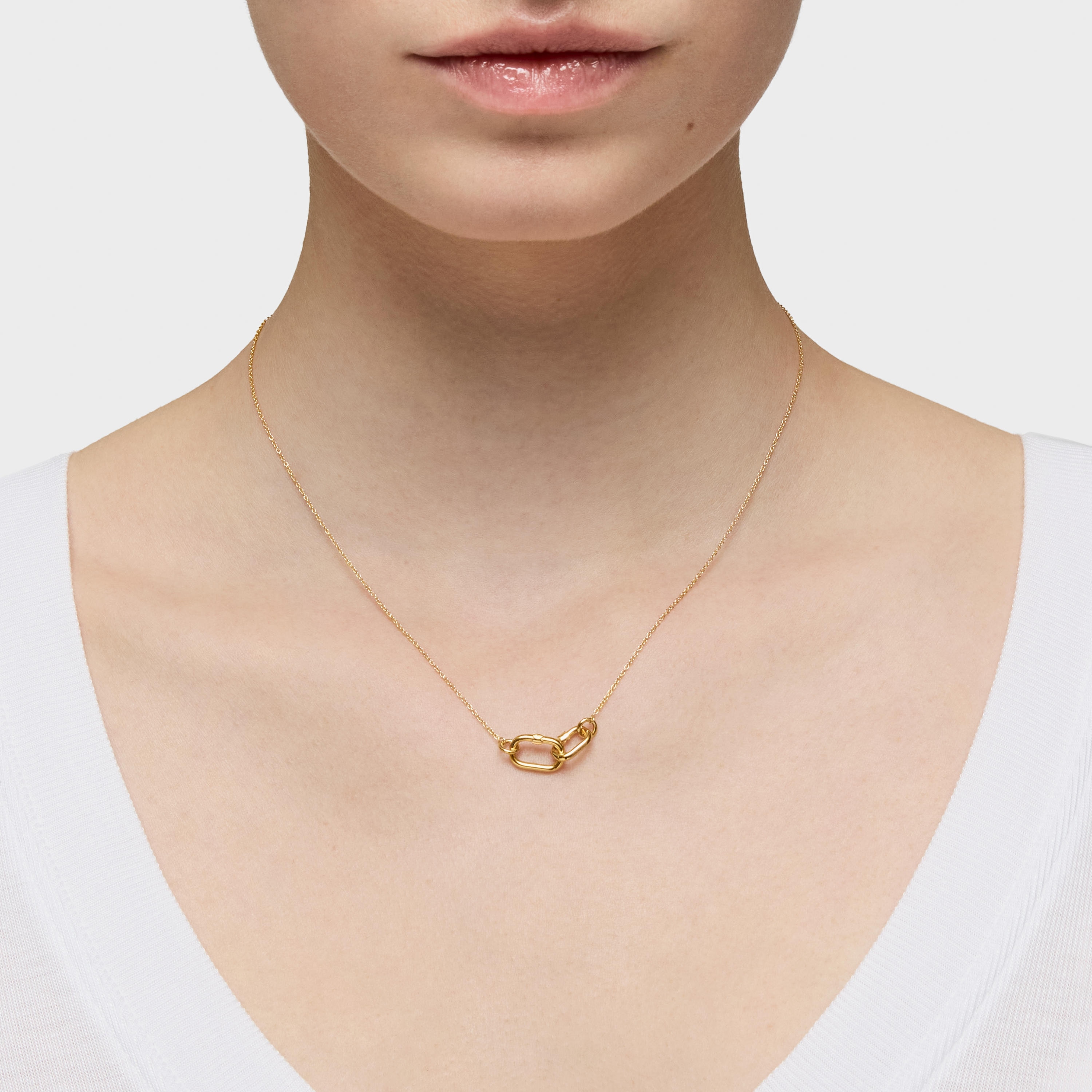 Hold Oval 18K solid gold double Choker