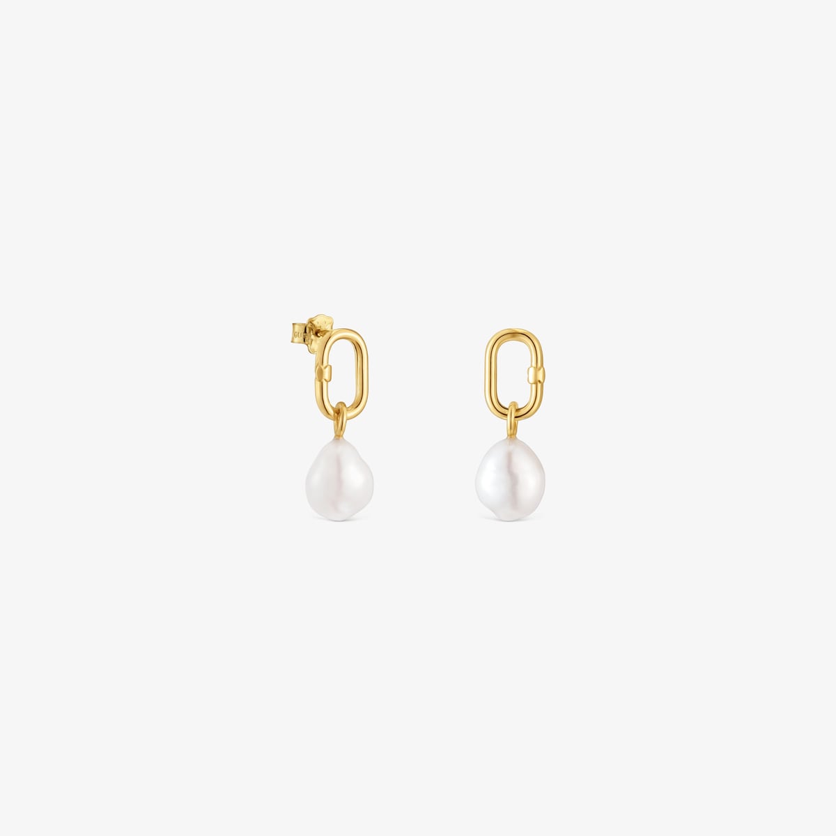Tous - Pendientes Cortos De Oro Y Perlas Cultivadas Hold Oval - Blanco