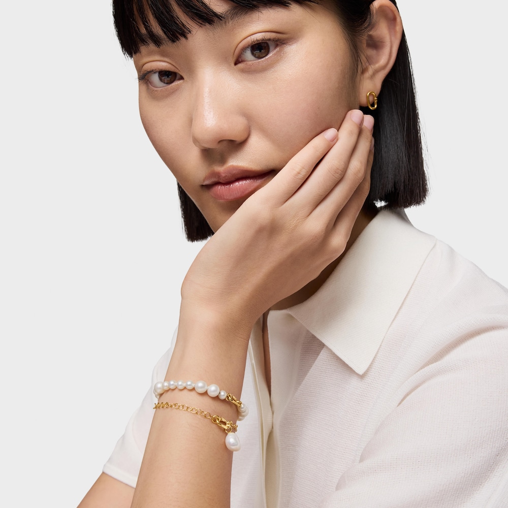 Hold Oval 18K solid gold chain Bracelet