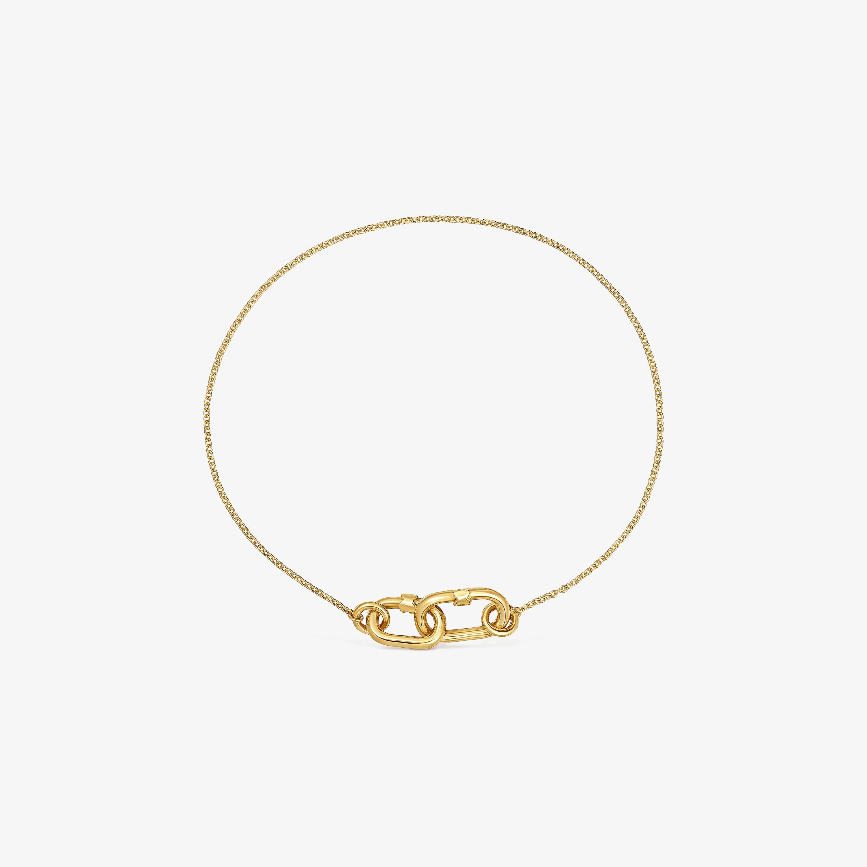 Hold Oval 18K solid gold double chain Bracelet