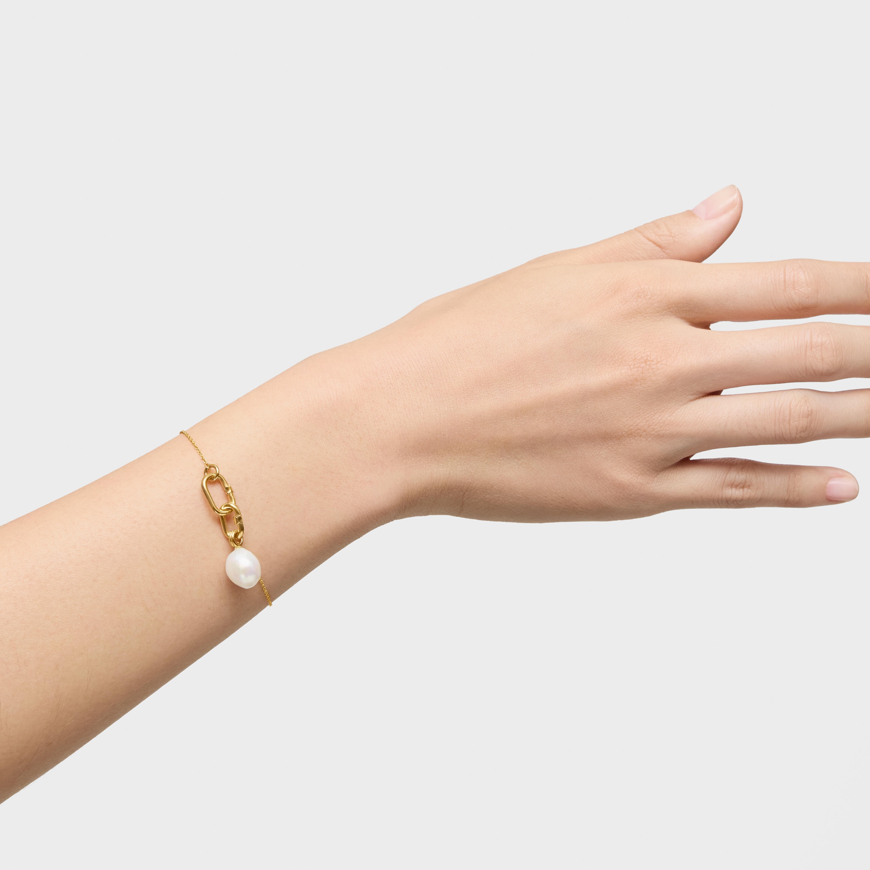 Hold Oval 18K solid gold double chain Bracelet