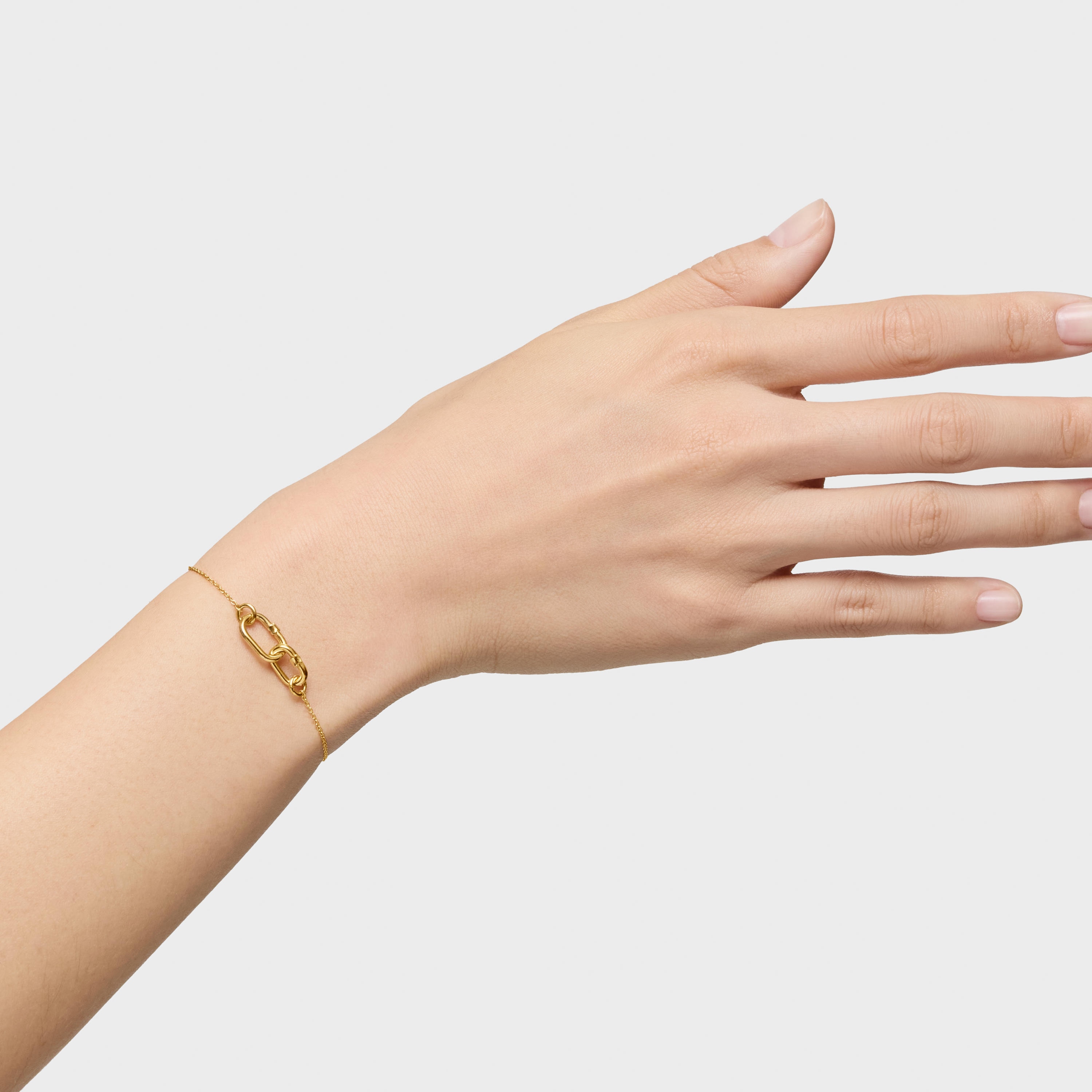 Hold Oval 18K solid gold double chain Bracelet