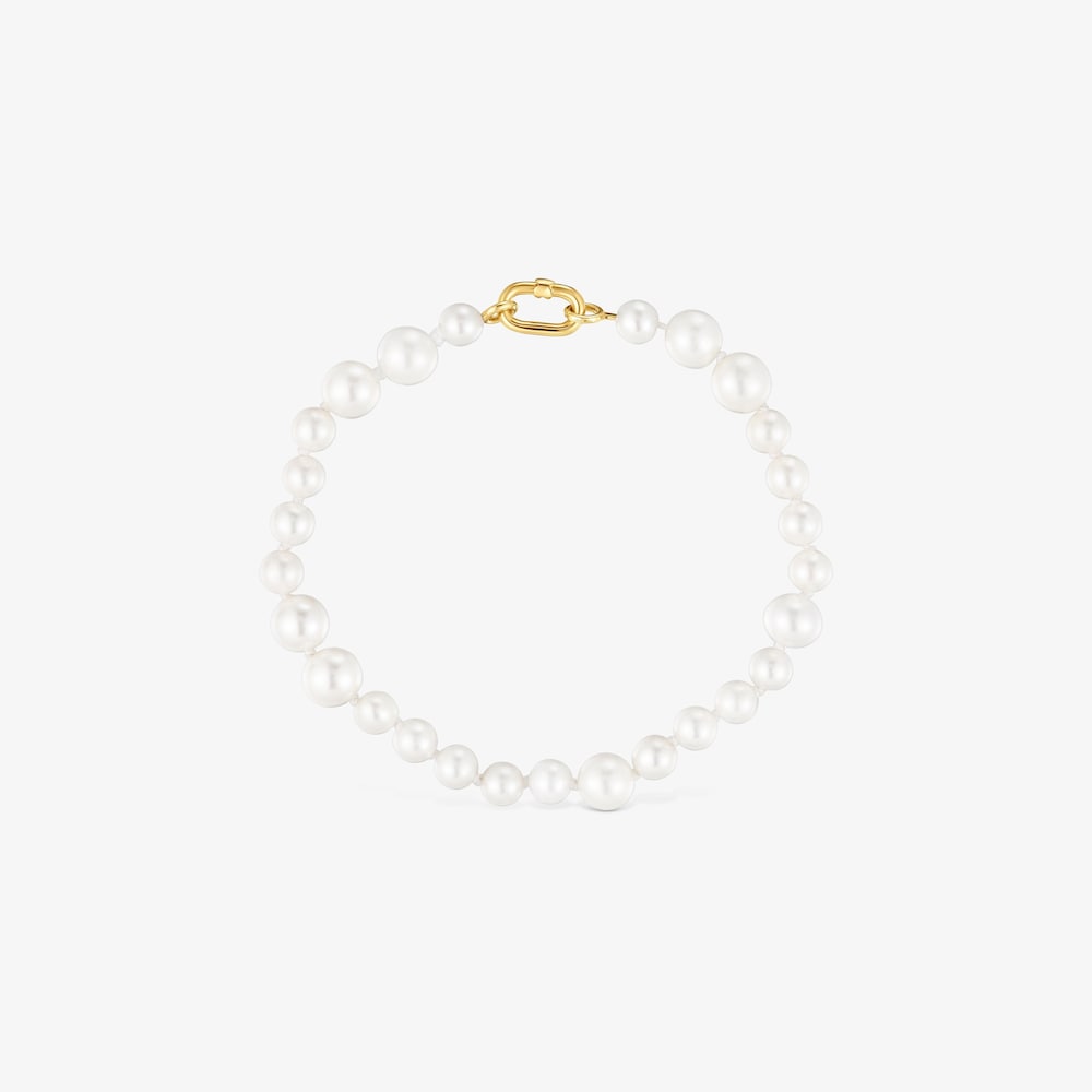 Pulsera de oro y perlas cultivadas Hold Oval