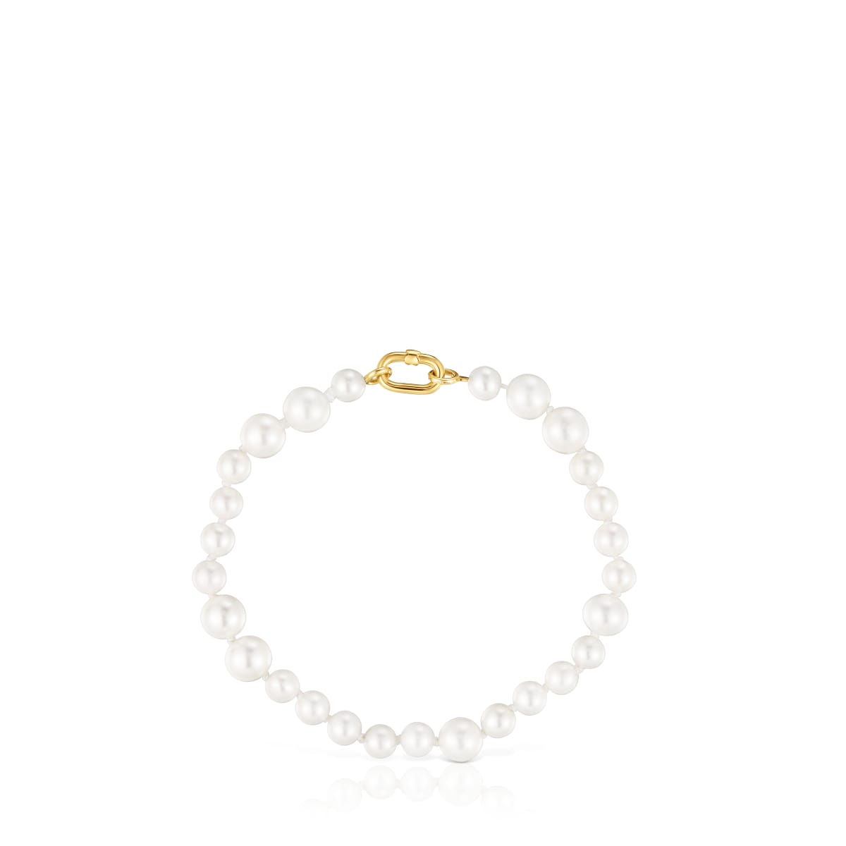 Hold Oval gold Bracelet with cultured pearls