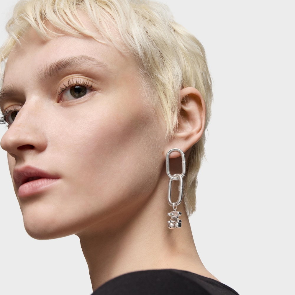 Colgante peque&ntilde;o motivo oso de plata y cuarzo cristal de roca Color Bear