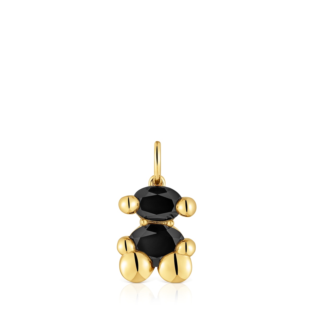 Colgante pequeño motivo oso con baño de oro 18 kt sobre plata y ónix Color Bear