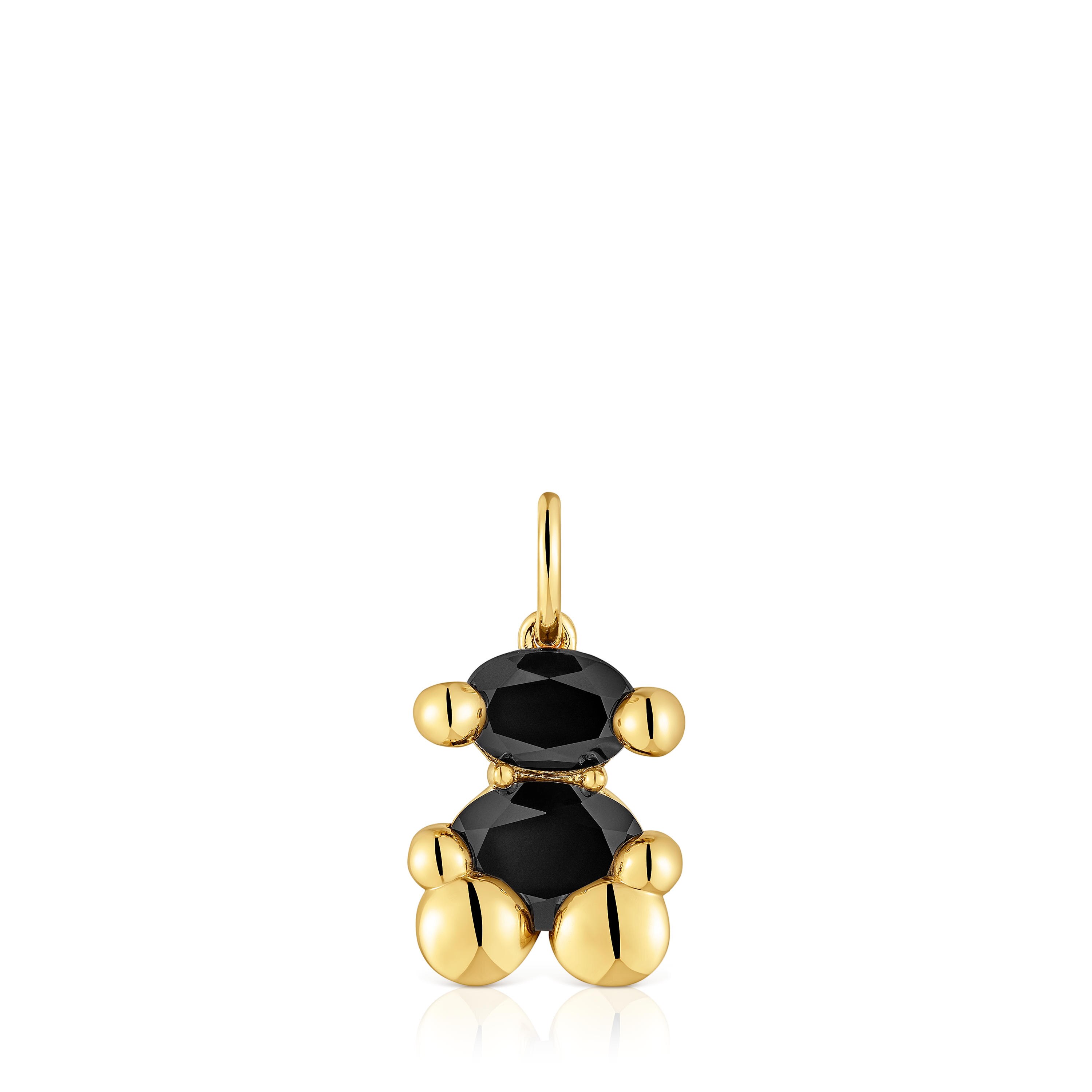 Small 18kt gold plating over silver with onyx bear motif