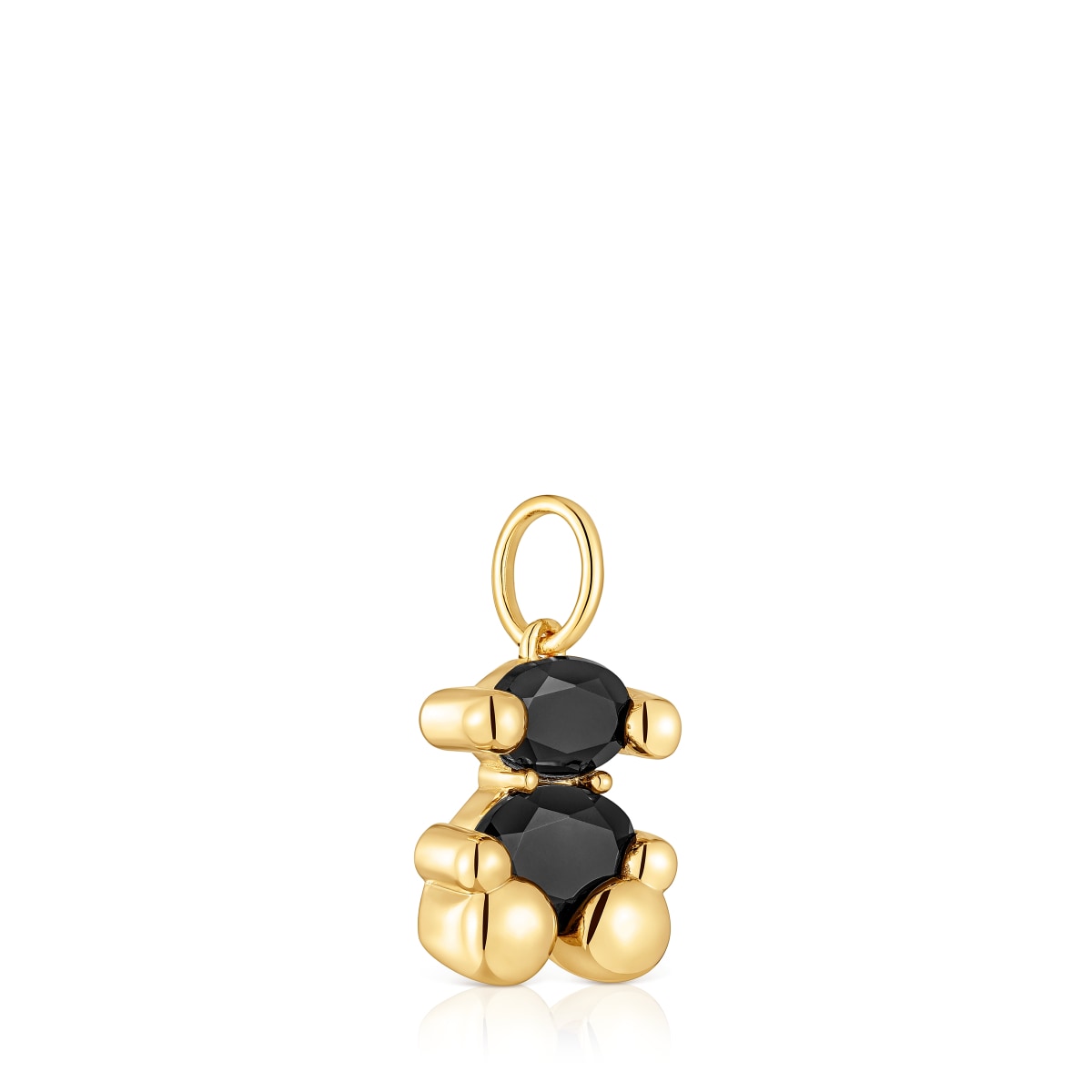 Colgante pequeño motivo oso con baño de oro 18 kt sobre plata y ónix Color Bear