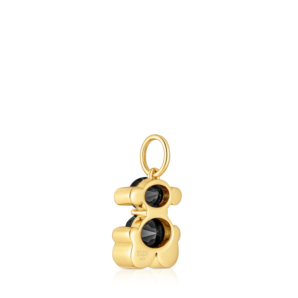 Colgante pequeño motivo oso con baño de oro 18 kt sobre plata y ónix Color Bear