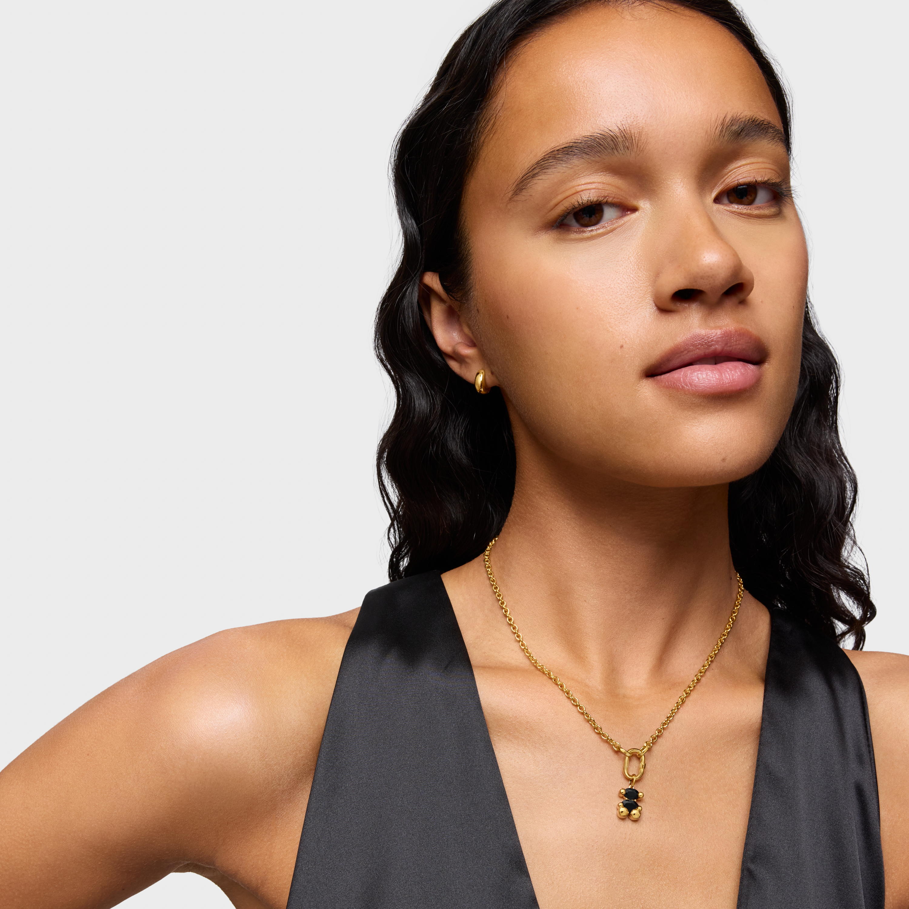 18K gold vermeil with onyx bear motif Pendant Color Bear