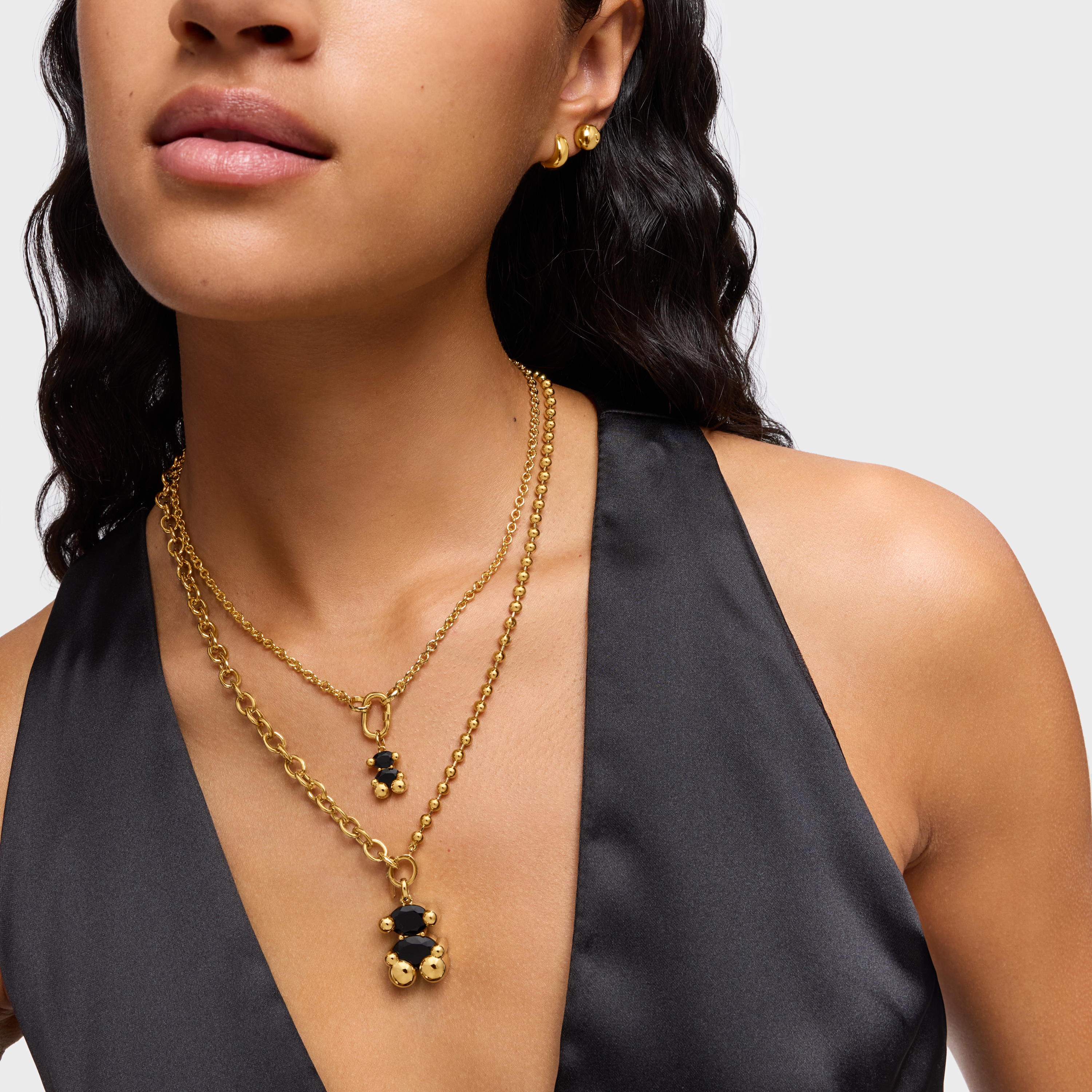 18kt gold plating over silver with onyx bear motif Pendant Color Bear