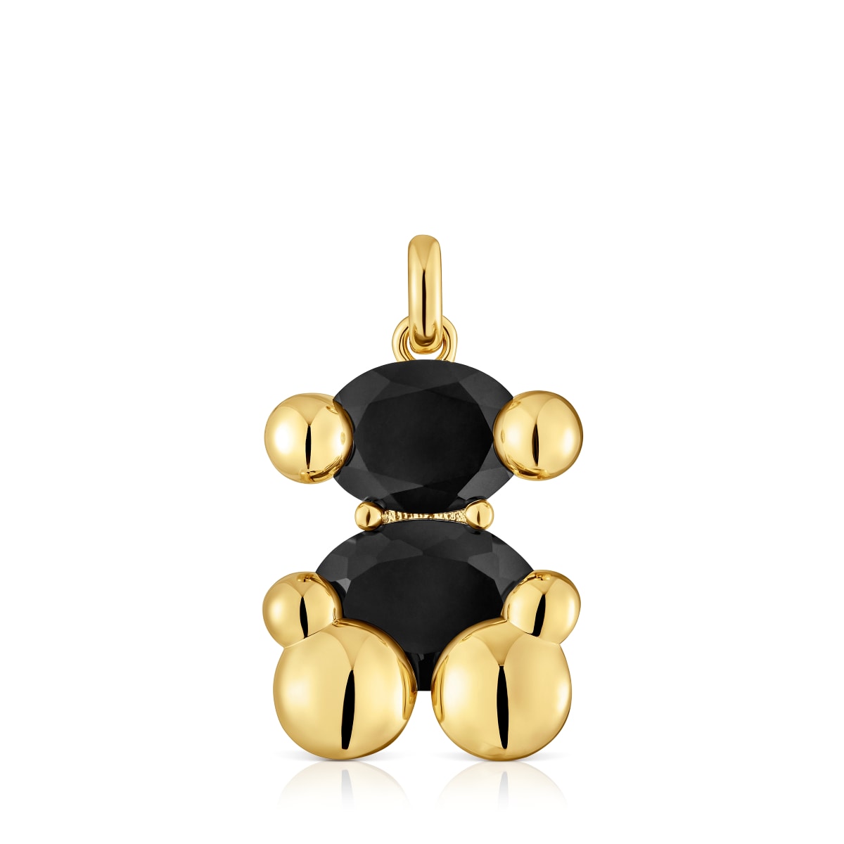 Colgante mediano motivo oso con baño de oro 18 kt sobre plata y ónix Color Bear