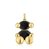 Medium 18kt gold plating over silver with onyx bear motif Pendant Color Bear