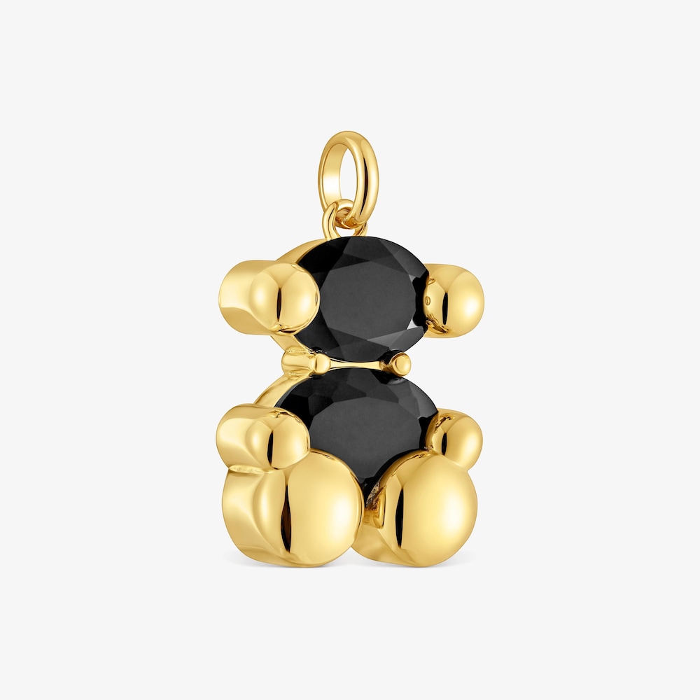 Dije mediano motivo oso con ba&ntilde;o de oro 18 kt sobre plata y &oacute;nix Color Bear