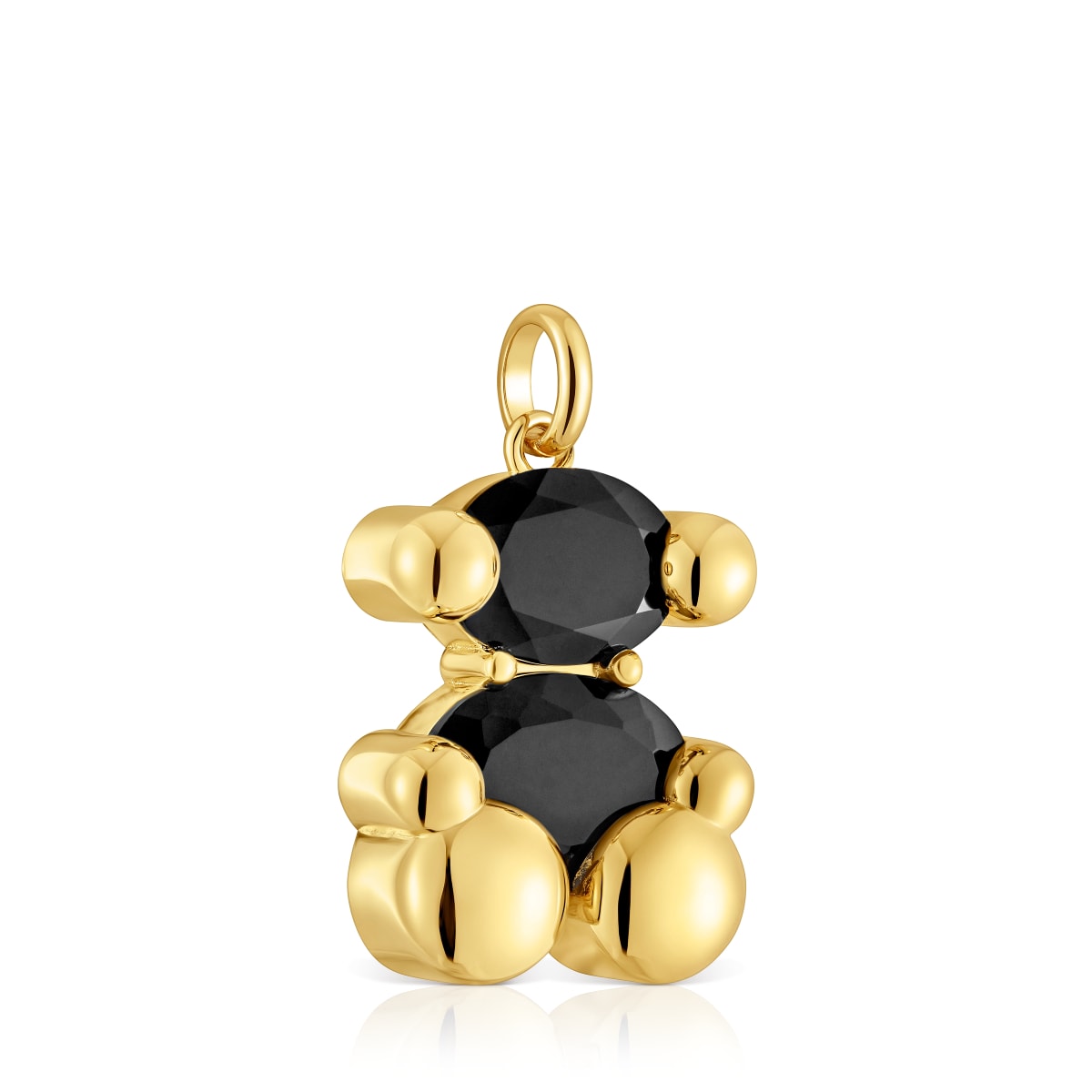 Colgante mediano motivo oso con baño de oro 18 kt sobre plata y ónix Color Bear