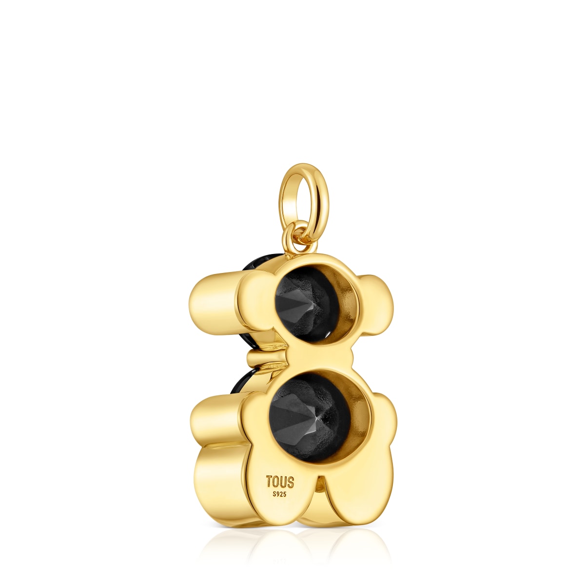 Colgante mediano motivo oso con baño de oro 18 kt sobre plata y ónix Color Bear