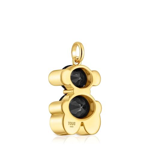 Medium 18kt gold plating over silver with onyx bear motif Pendant Color Bear