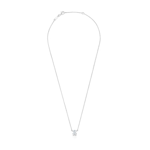 Short silver and rock crystal quartz bear motif Necklace Color Bear