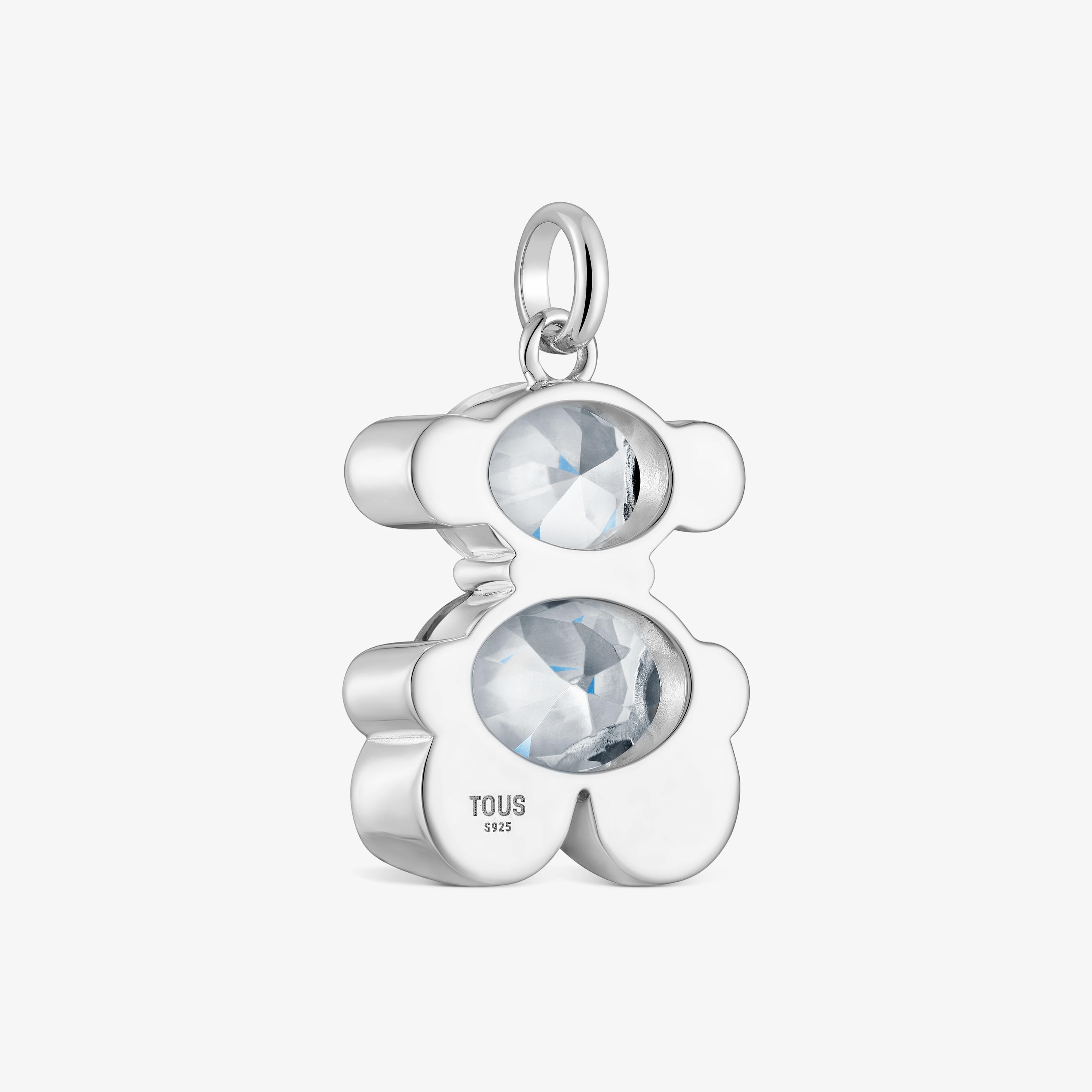 Medium silver and rock crystal quartz bear motif Pendant Color Bear
