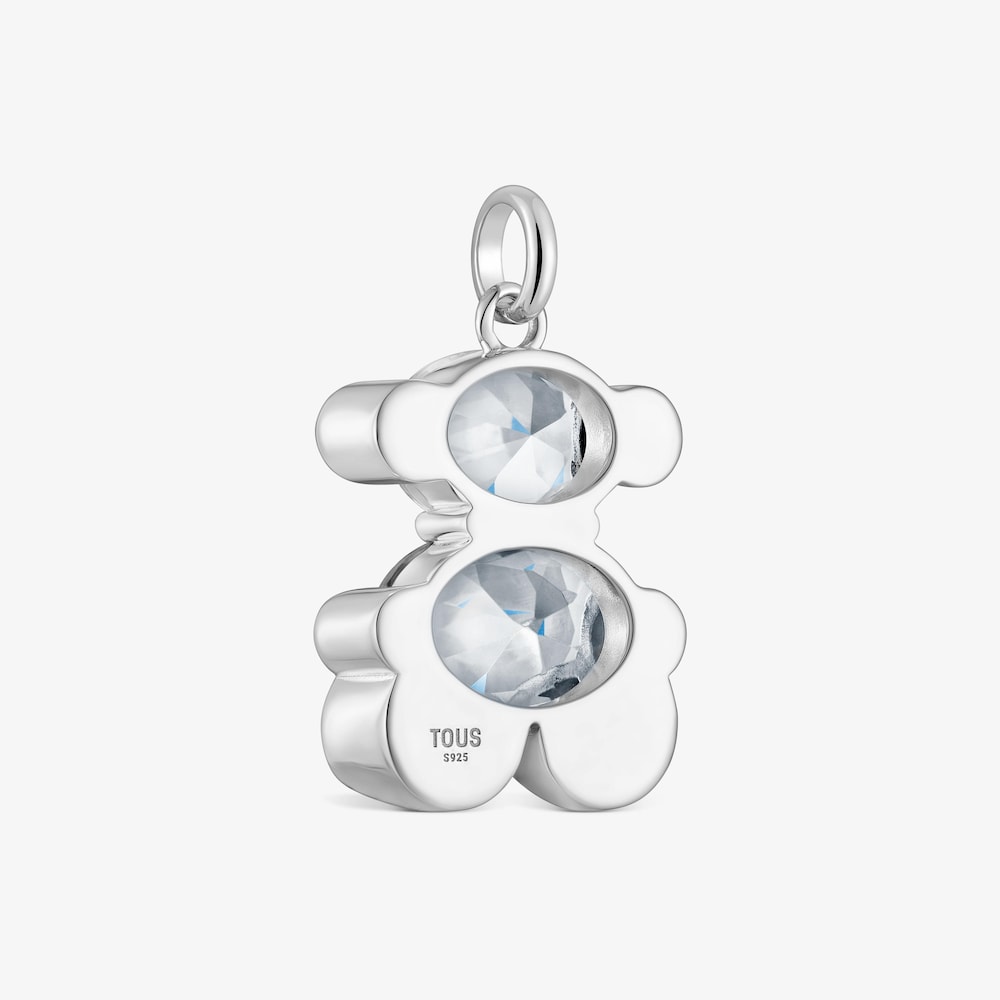 Colgante mediano motivo oso de plata y cuarzo cristal de roca Color Bear