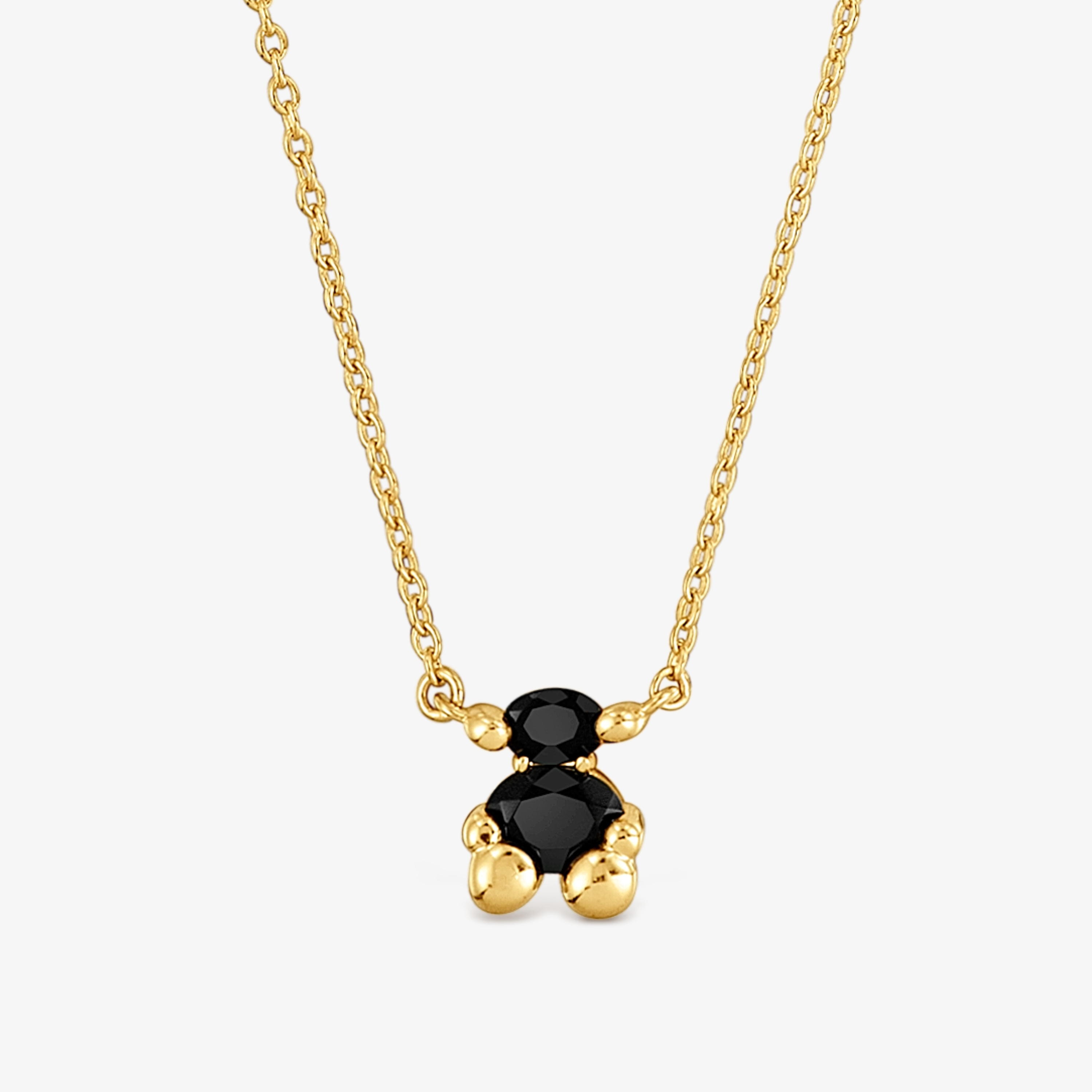 Short 18K gold vermeil with onyx bear motif Necklace Color Bear
