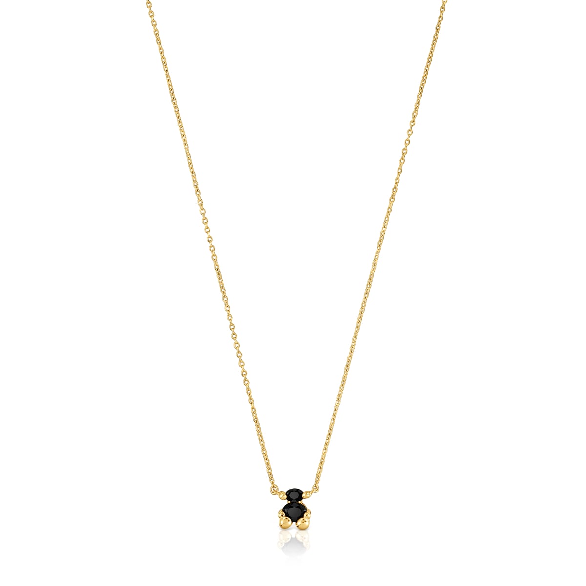 Short 18kt gold plating over silver with onyx bear motif Necklace Color Bear