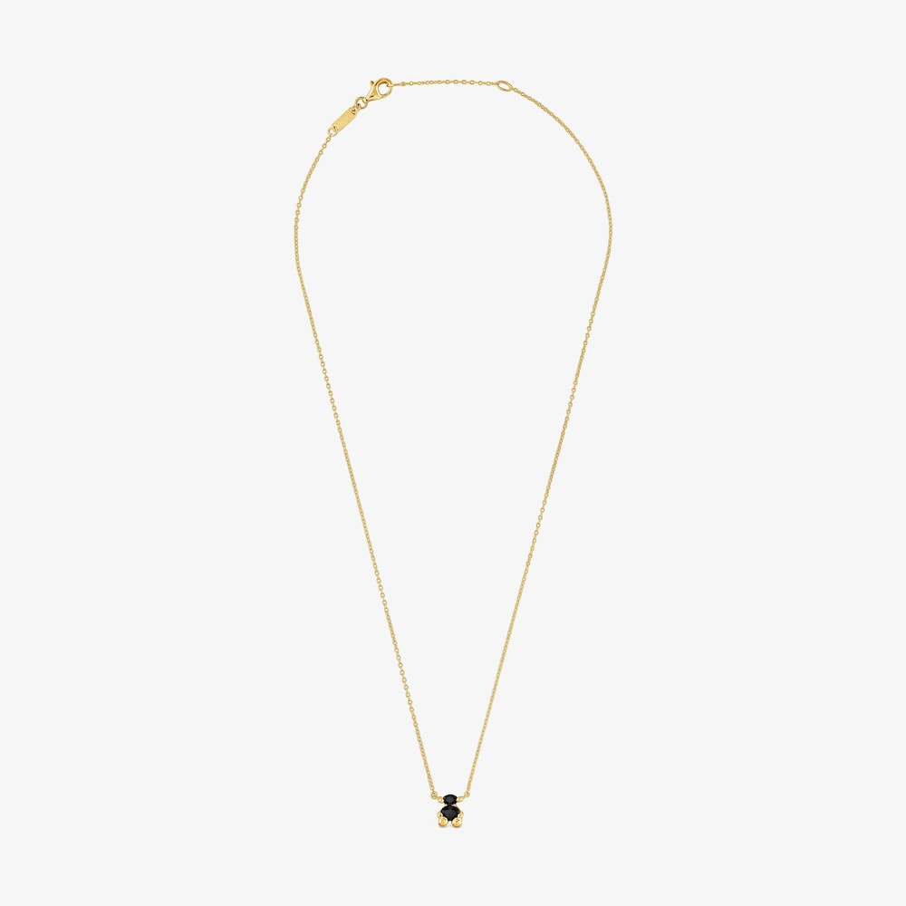 Collar corto motivo oso con ba&ntilde;o de oro 18 kt sobre plata y &oacute;nix Color Bear