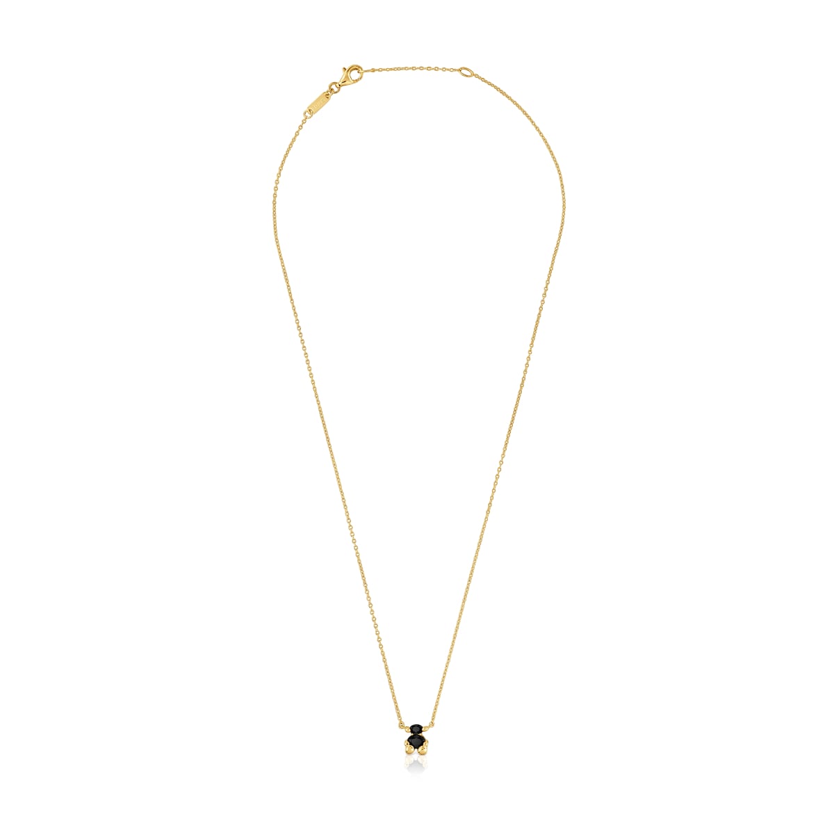 Short 18kt gold plating over silver with onyx bear motif Necklace Color Bear
