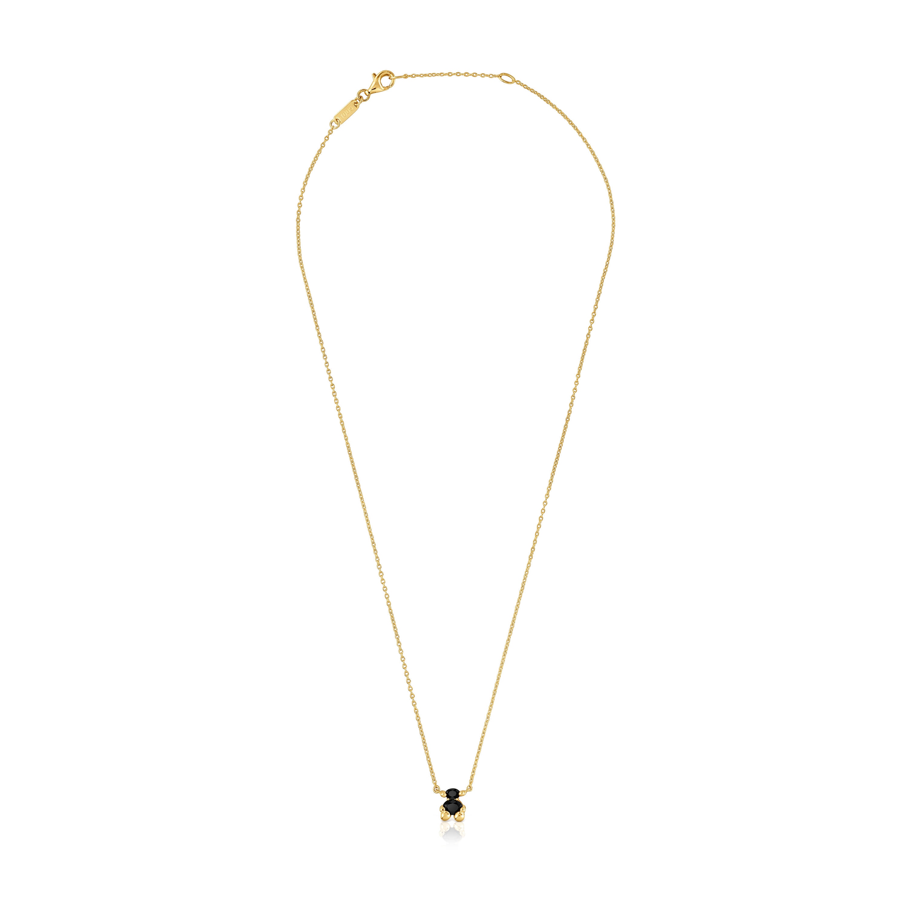 Short 18kt gold plating over silver with onyx bear motif Necklace Color Bear