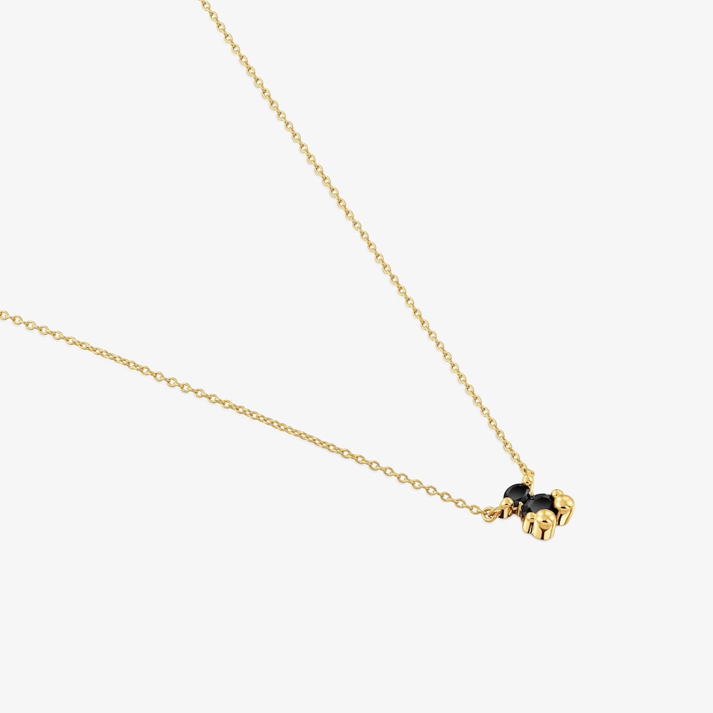 Collar corto motivo oso con ba&ntilde;o de oro 18 kt sobre plata y &oacute;nix Color Bear