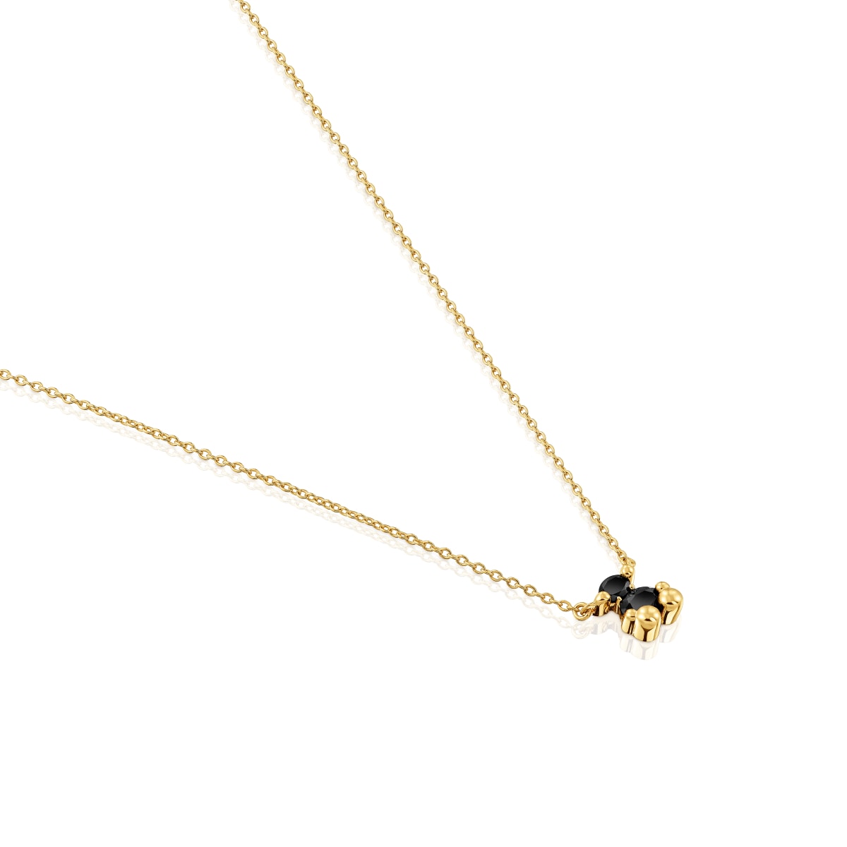 Short 18kt gold plating over silver with onyx bear motif Necklace Color Bear
