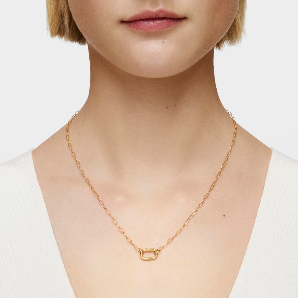 Collar corto con ba&ntilde;o de oro 18 kt sobre plata Hold Oval