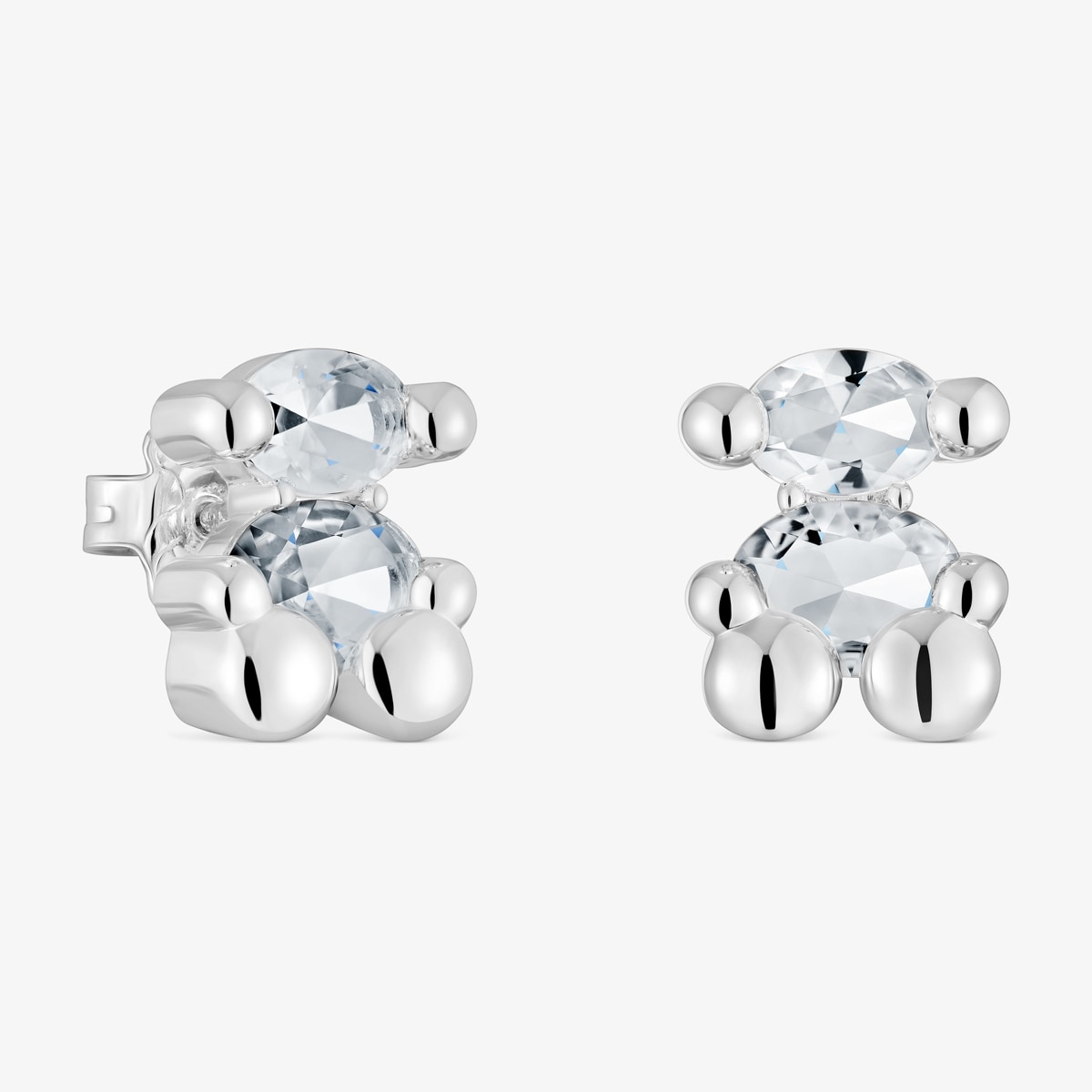 Tous - Pendientes Motivo Oso De Plata Y Cuarzo Cristal De Roca 14 Mm Color Bear - Transparente