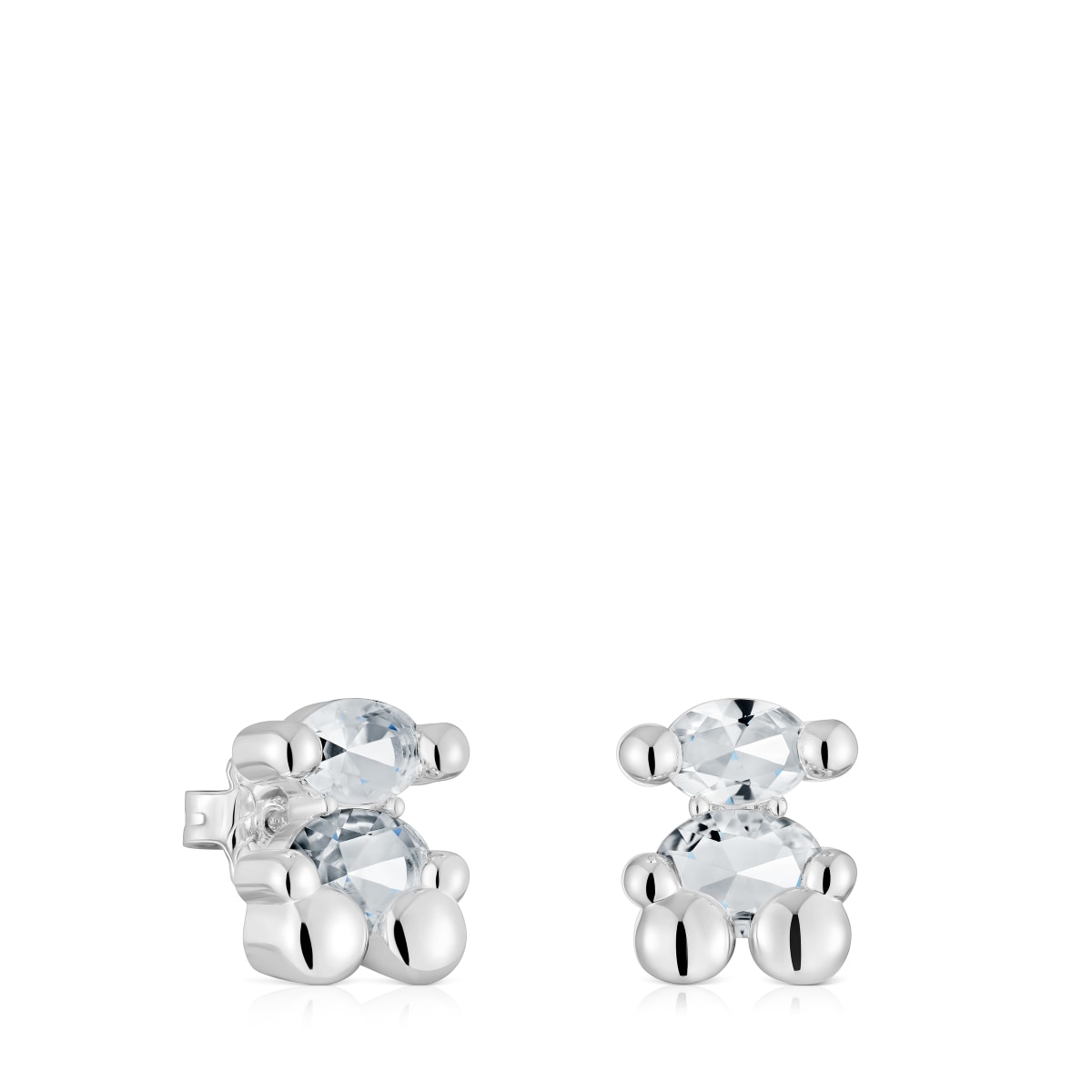 Tous - Pendientes Motivo Oso De Plata Y Cuarzo Cristal De Roca 14 Mm Color Bear - Plateado