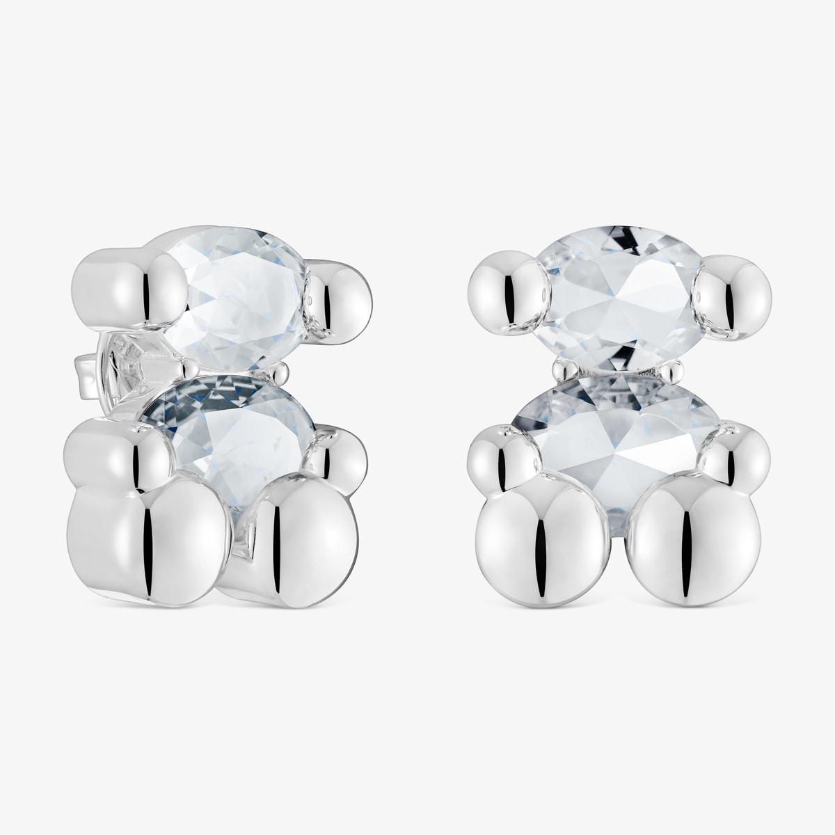 Tous - Pendientes Motivo Oso De Plata Y Cuarzo Cristal De Roca 23 Mm Color Bear - Transparente
