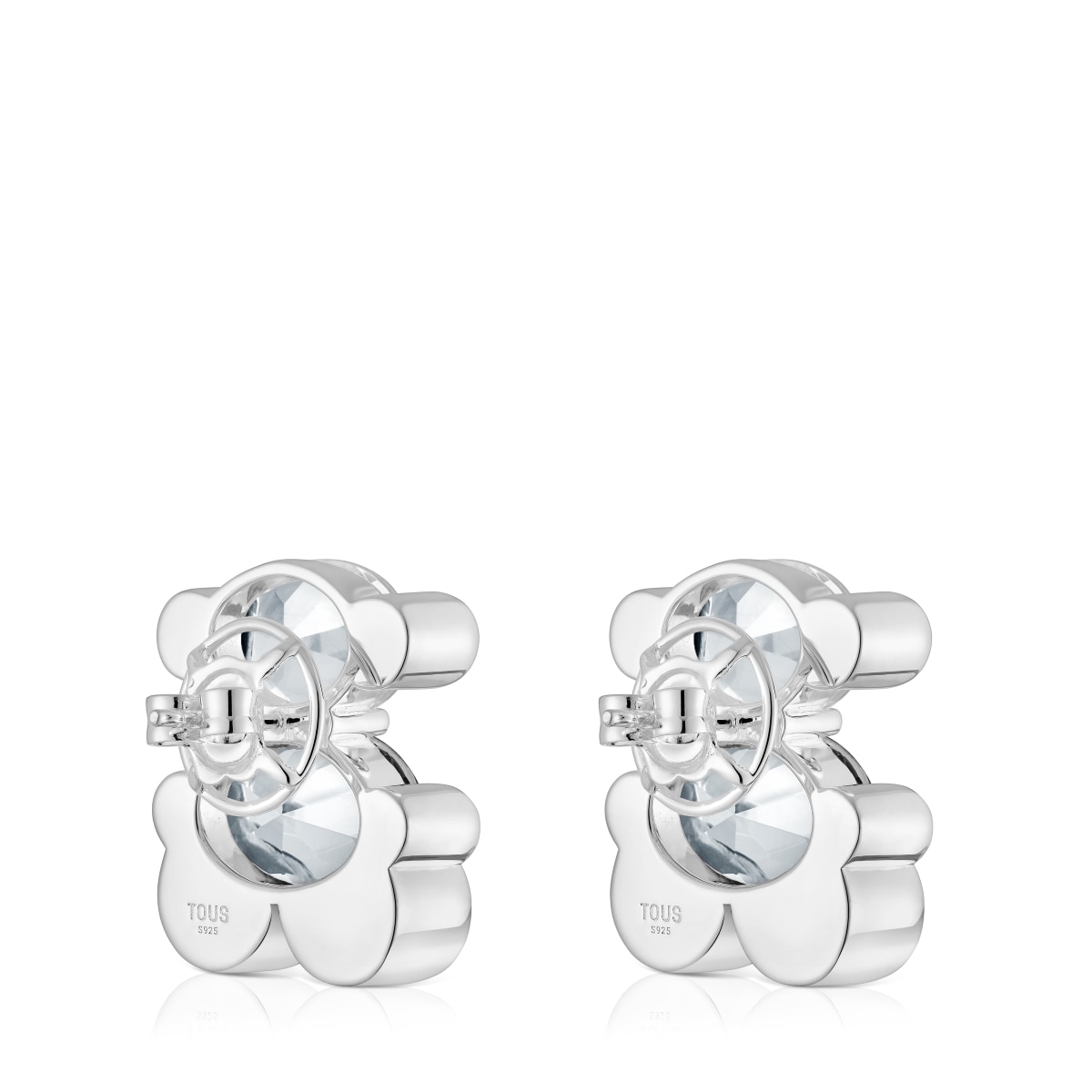 23 mm silver and rock crystal quartz bear motif Earrings Color Bear