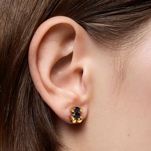 8 mm 18kt gold plating over silver and onyx bear motif Earrings Color Bear