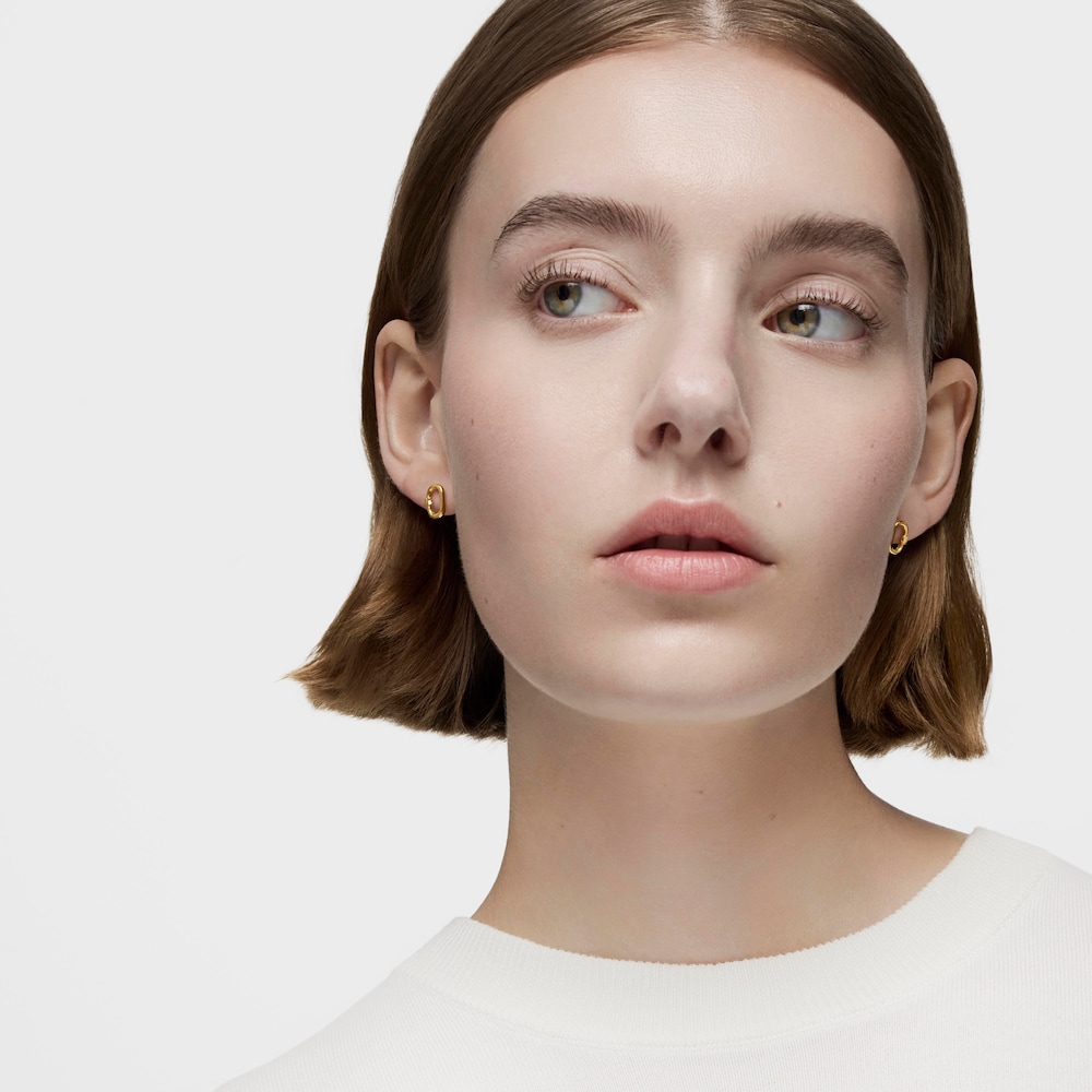 Pendientes peque&ntilde;os de oro 18K 10 mm Hold Oval