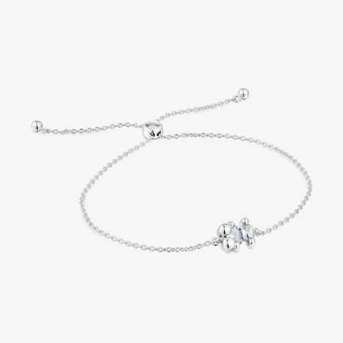 Pulsera cadena motivo oso de plata y cuarzo cristal de roca Color Bear